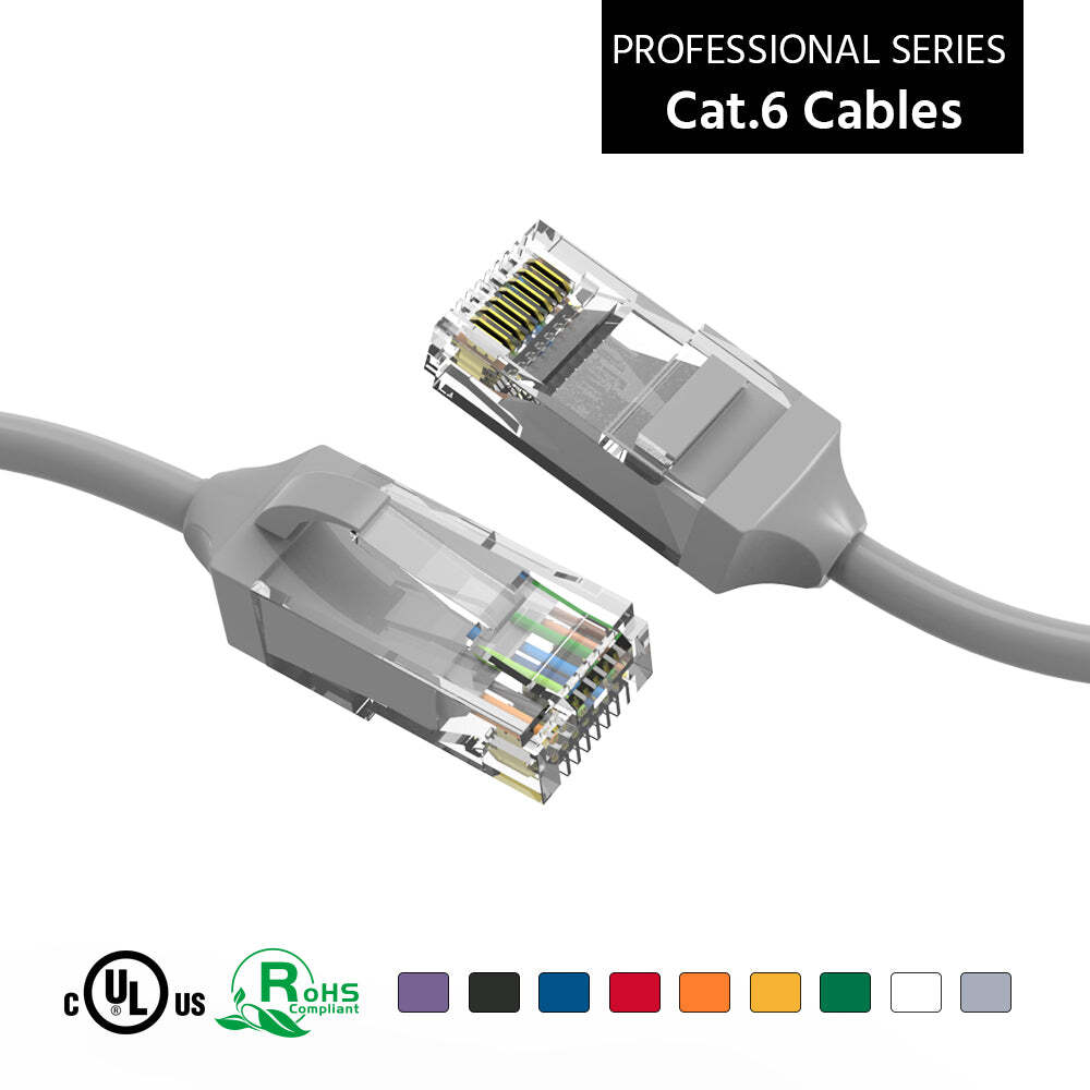 9Ft CAT6 28AWG Slim Ethernet Network Cable Gray