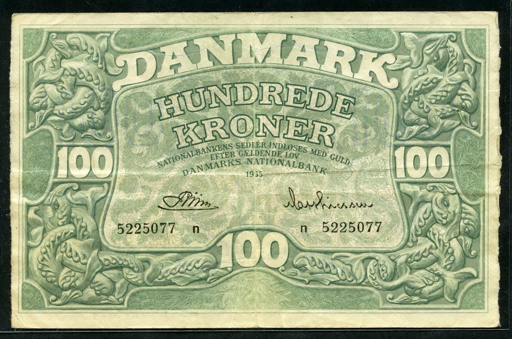 Denmark 1955 100 Kroner P39l VF
