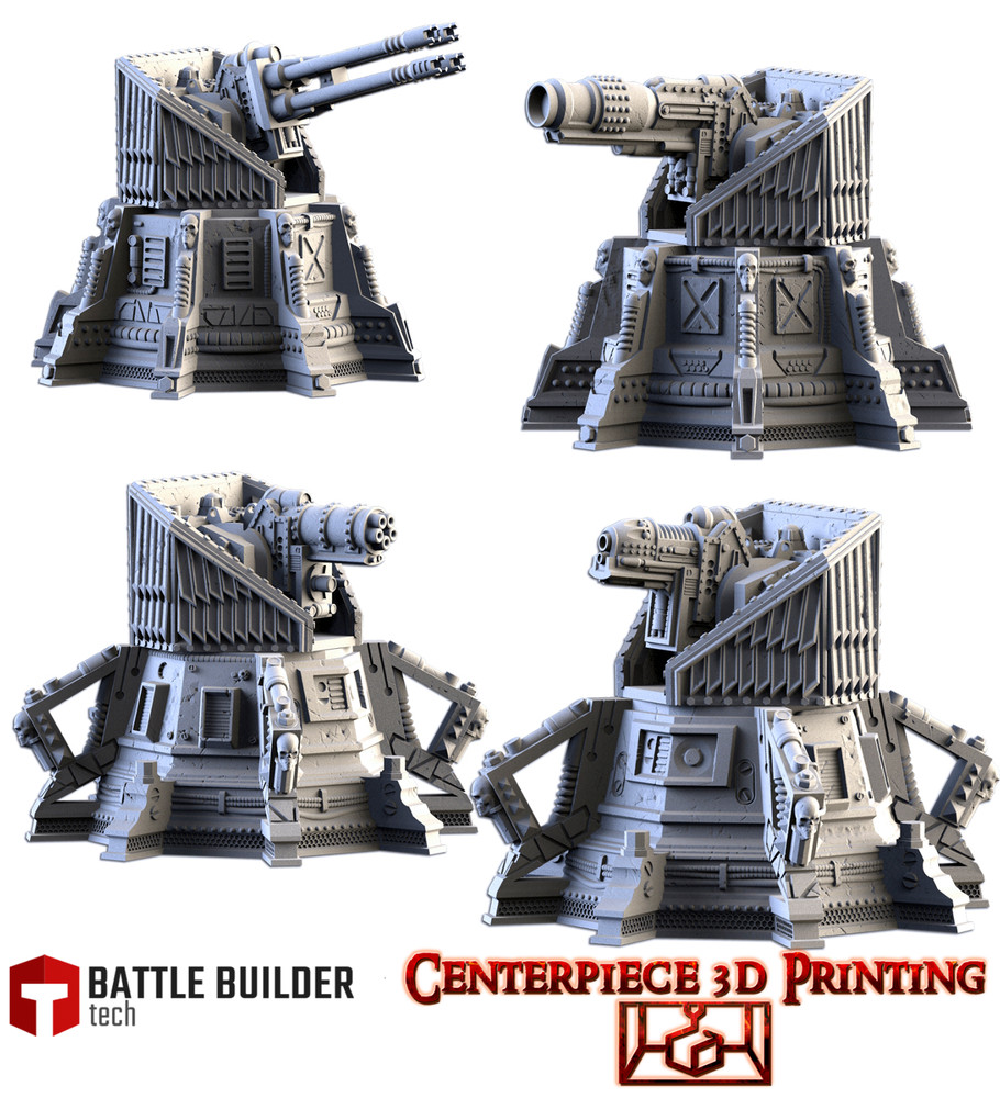 Cannon Turrets - 3d printed Tabletop Terrain Scenery for Grim Future