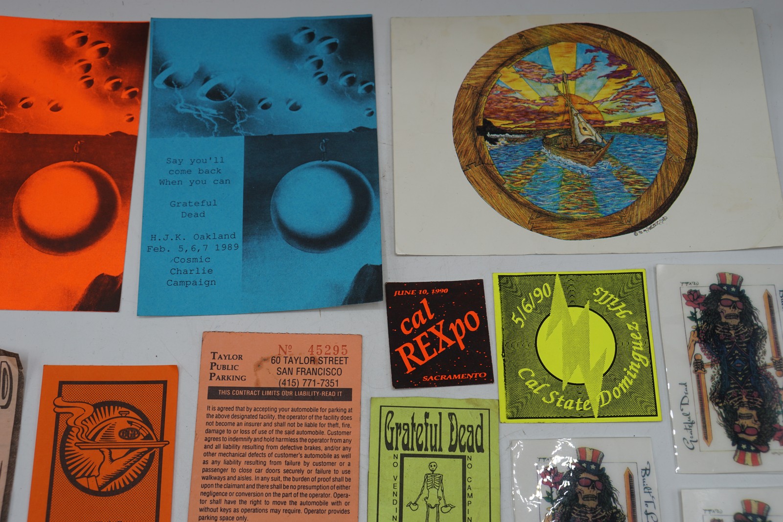 Grateful Dead & Jerry Garcia Band Vintage Concert Memorabilia Ticket Stub Pin