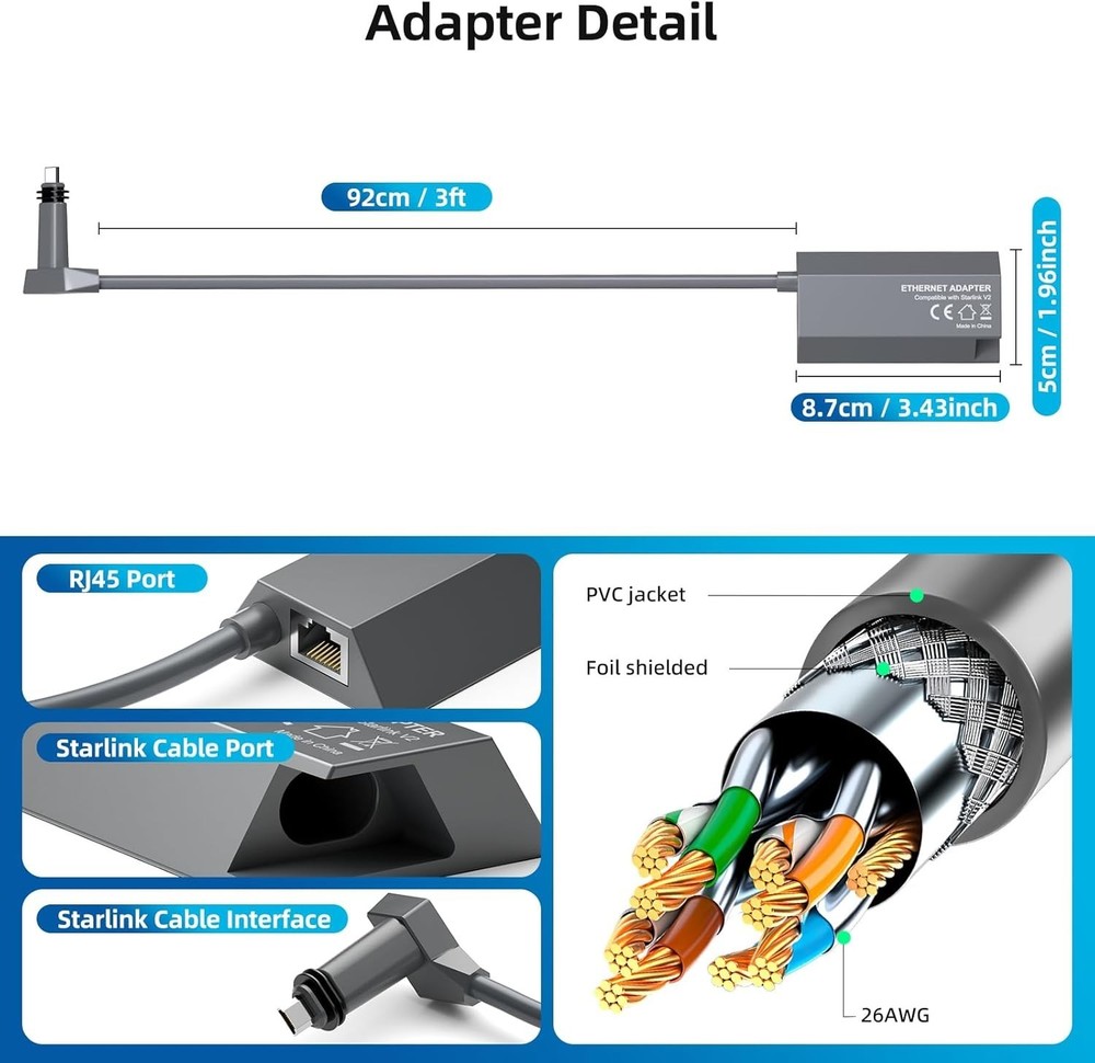 Starlink V2 Ethernet Adapter - Simplify Wired Internet Setup & Connectivity