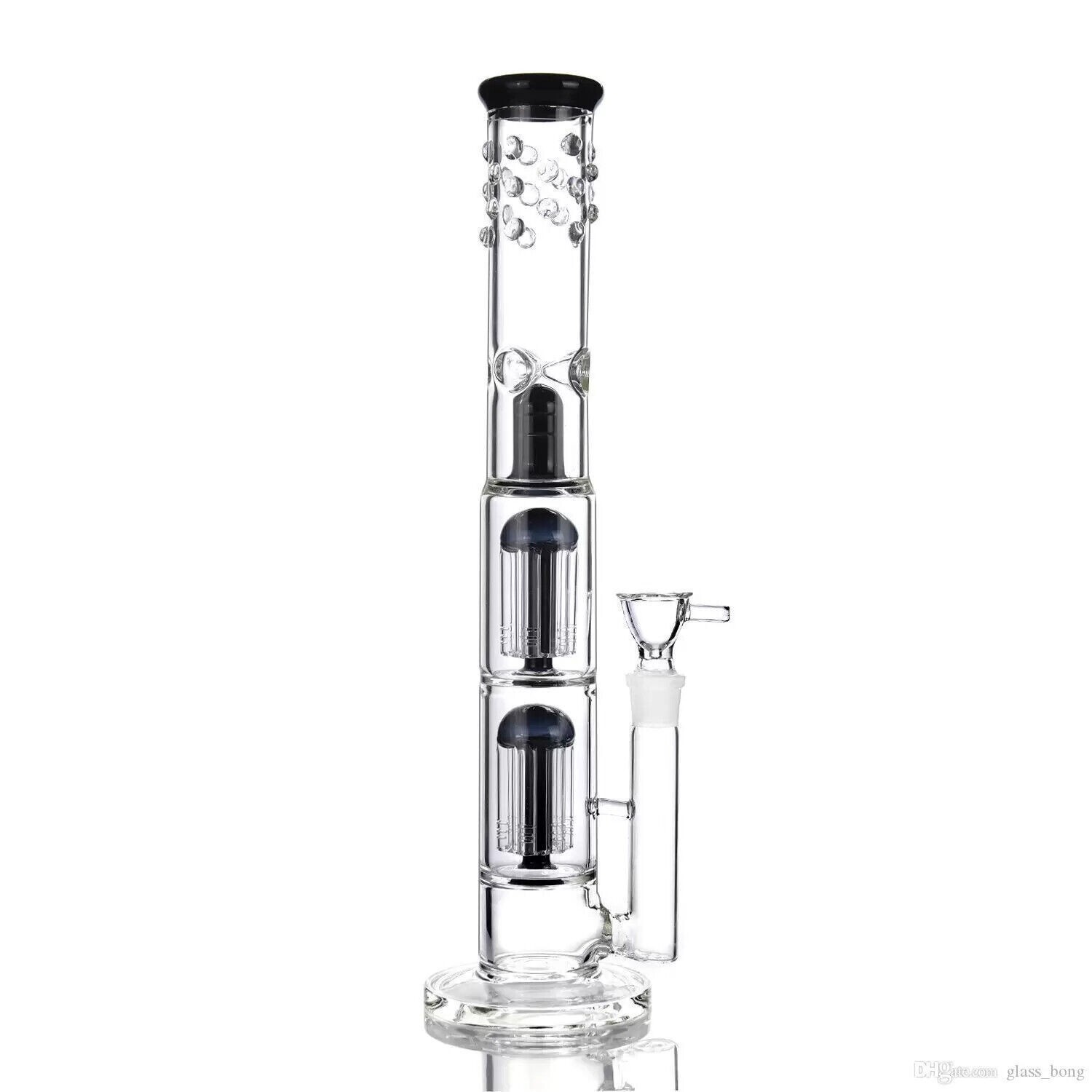 16.5" Black Heavy Glass Bong Shisha Percolate Hookah Water Pipe W/ICE 18mm Bowl