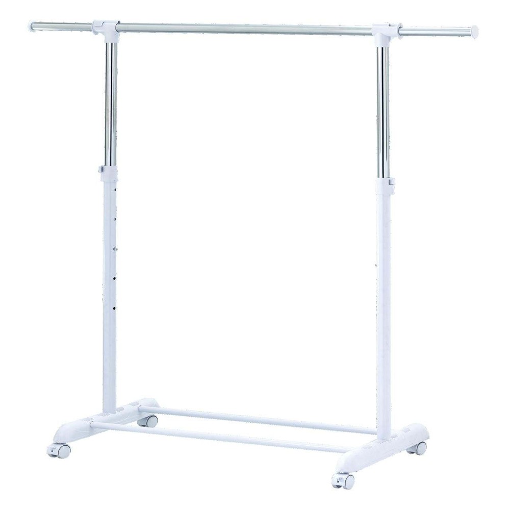 (3 pack) Adjustable Rolling Garment Rack Metal Chrome, White,