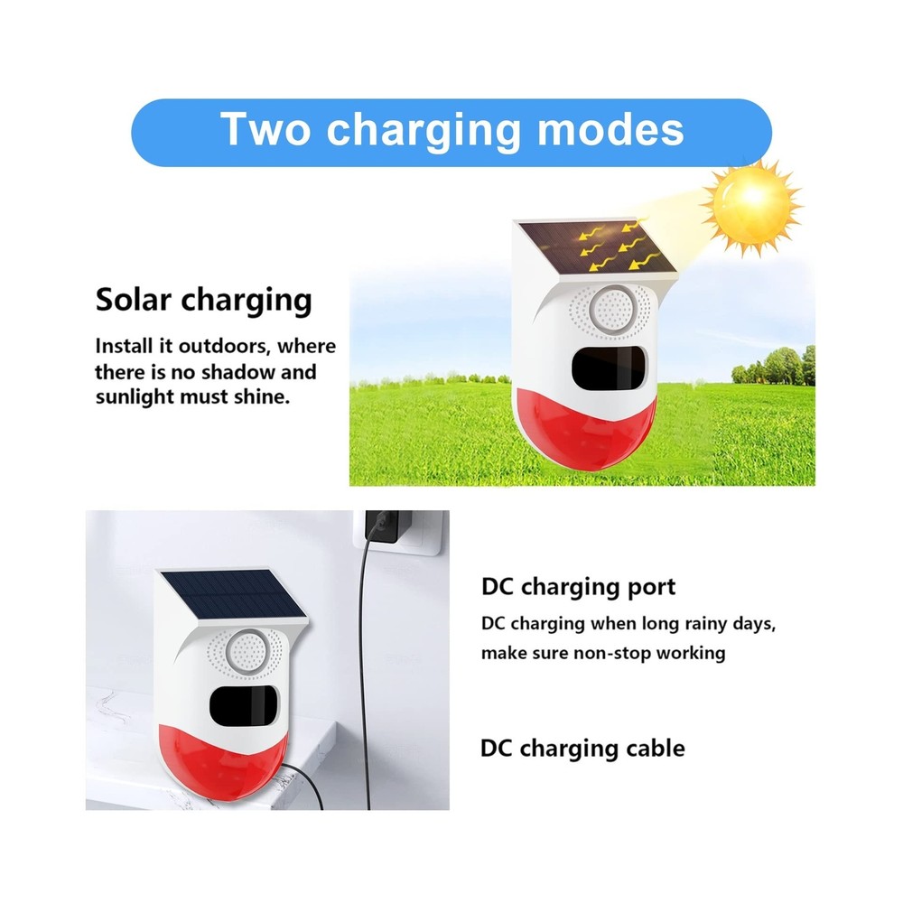 ChunHee Solar Motion Sensor Outdoor Alarm,Adjustable Sensitivity Mo... Fast Ship