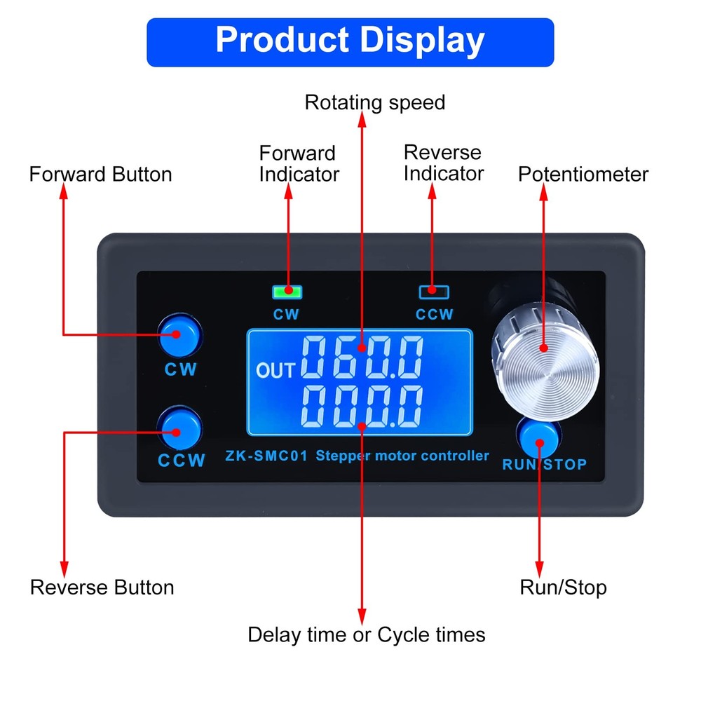 CNC Stepper Motor Controller DC 5-30V 1/128 Microstep Adjustable Speed LCD Disp