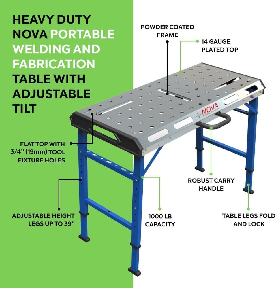 NOVA Heavy-Duty Welding Table with Folding Legs