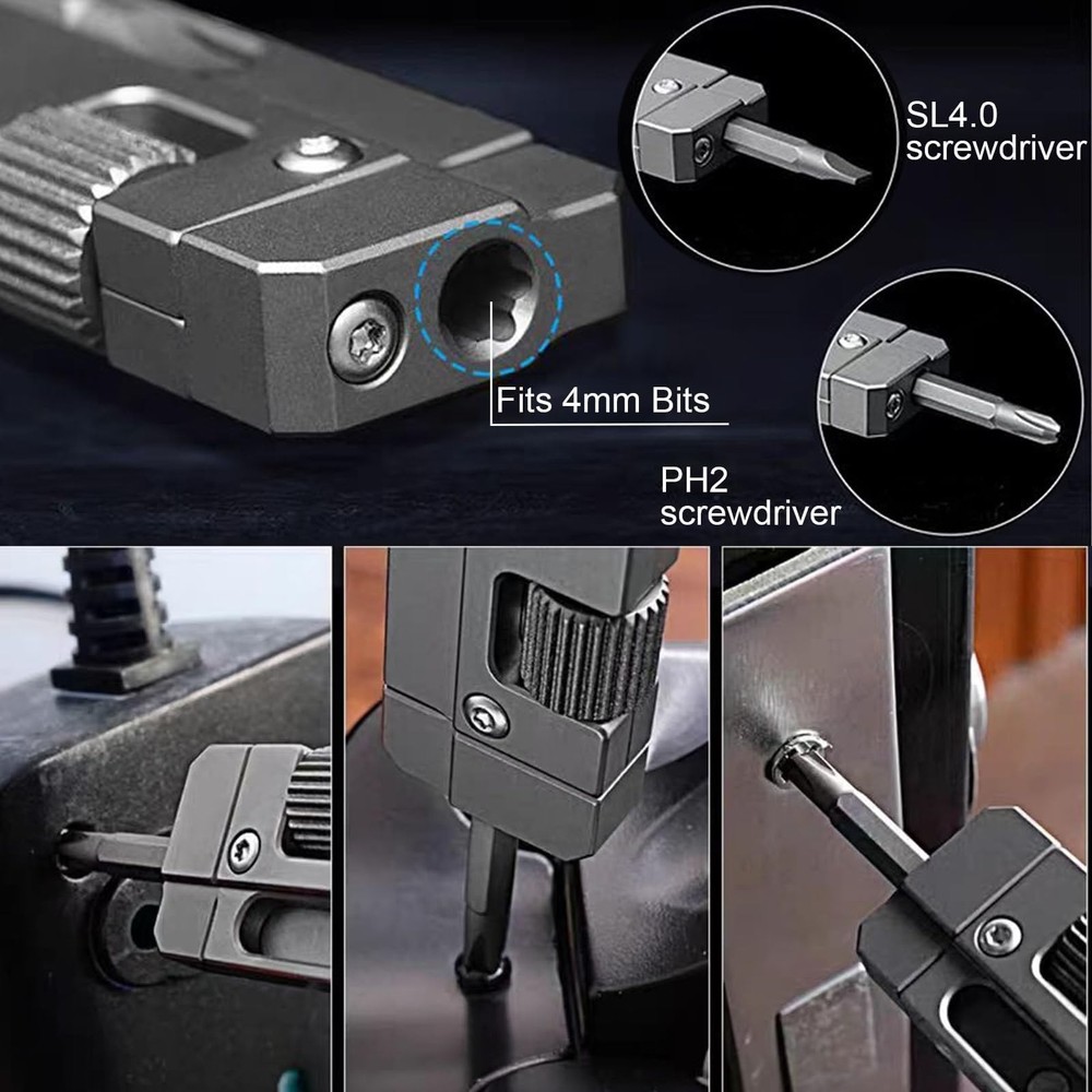 Titanium Keychain Wrench – Mini EDC Adjustable Spanner with Screwdriver, Pock...