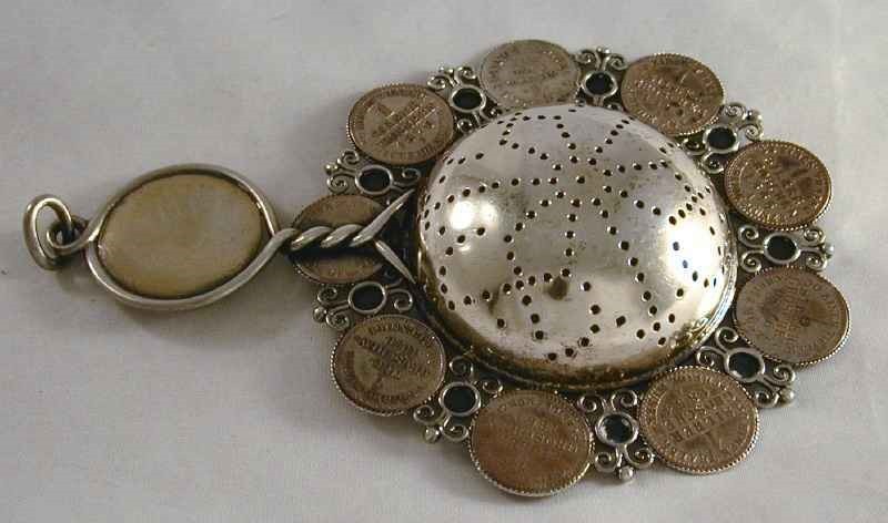 Silver Tea Strainer Prussian Kings Wilhelm I-II, Fredrick Wilhelm IV Coins Decor