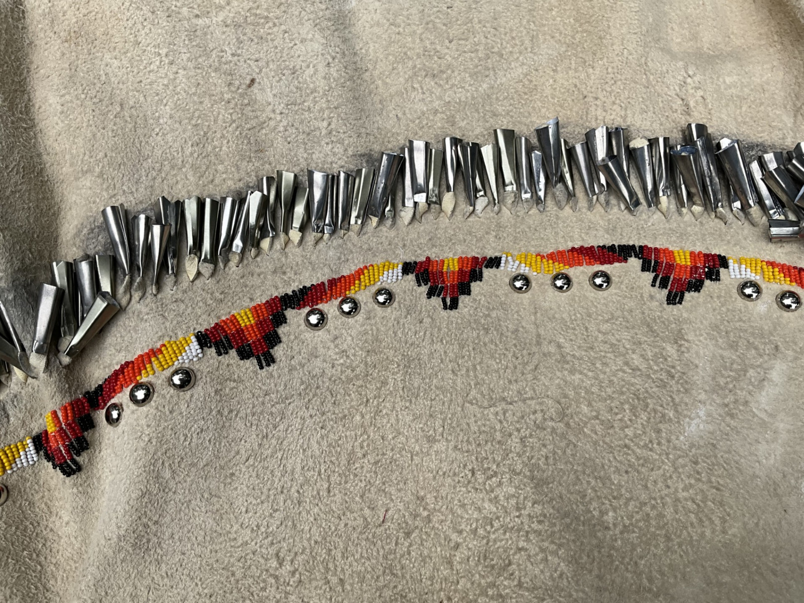 Vintage? Native American Apache Beaded Leather Dress With Tin Cones