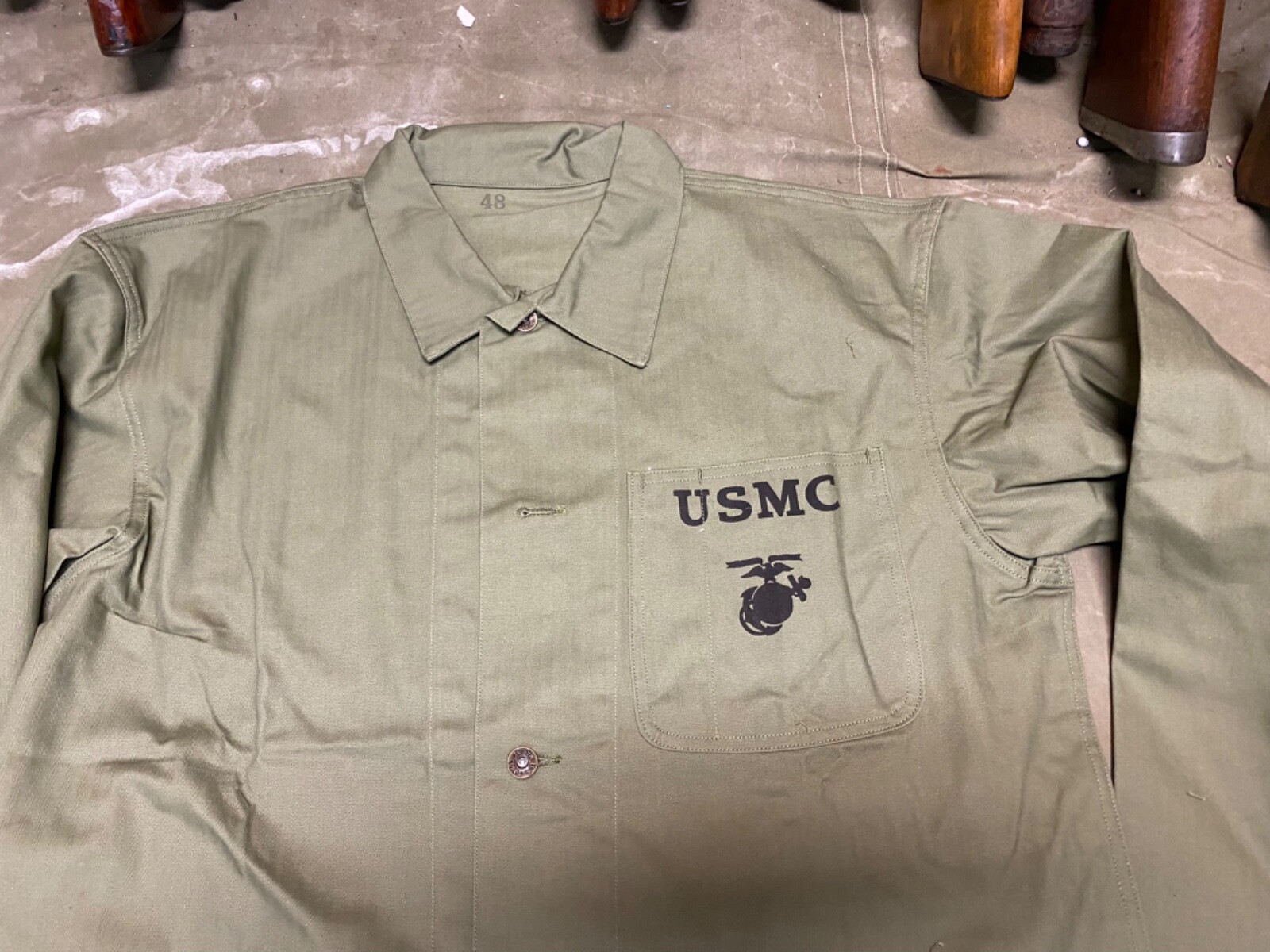 WWII US USMC MARINE P1941 P41 COMBAT FIELD HBT JACKET-SIZE XLARGE 48