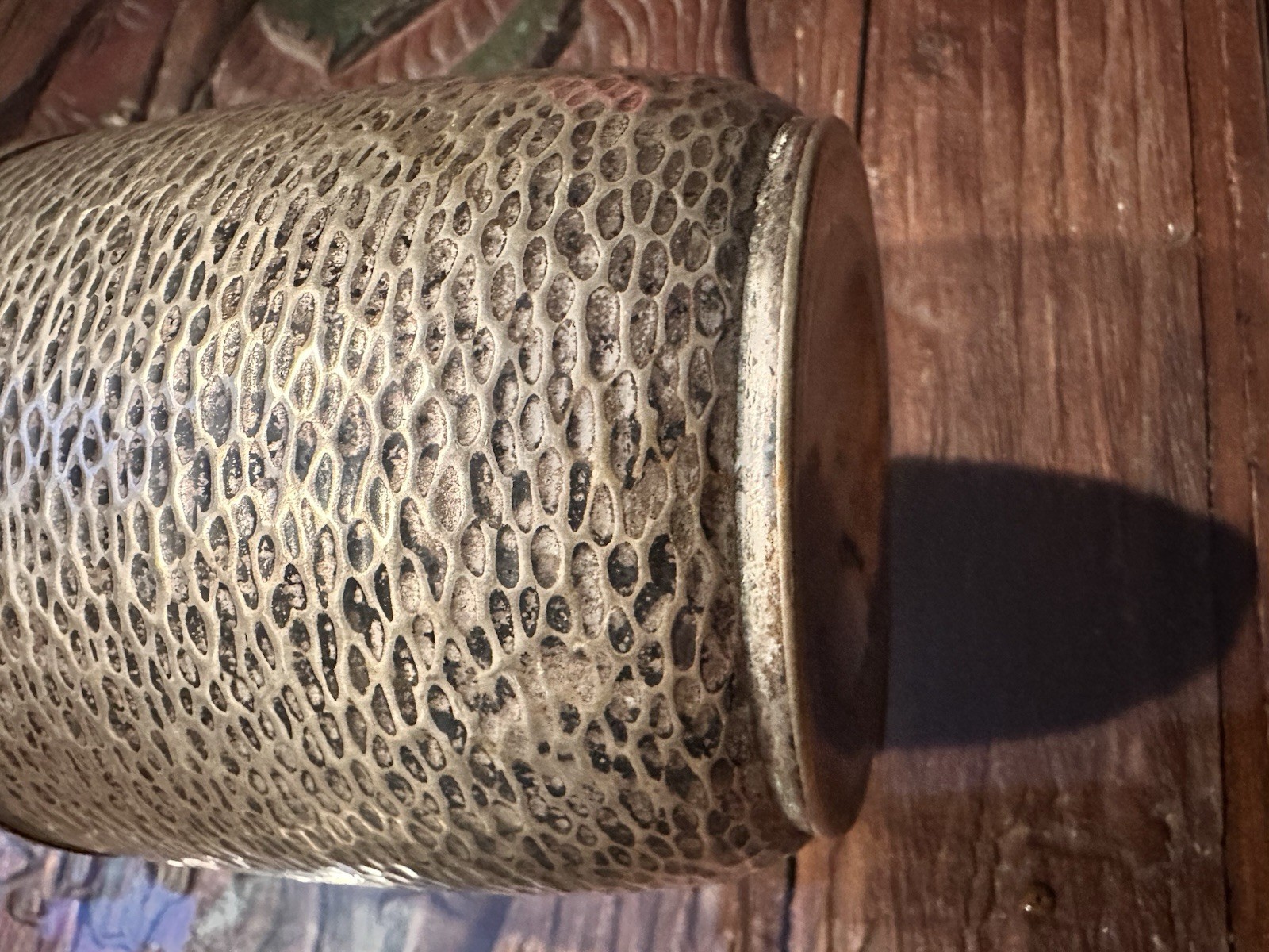 Art Deco Nickel Silver And Silver Plate Cocktail Shaker With Cork -Hand Hammered