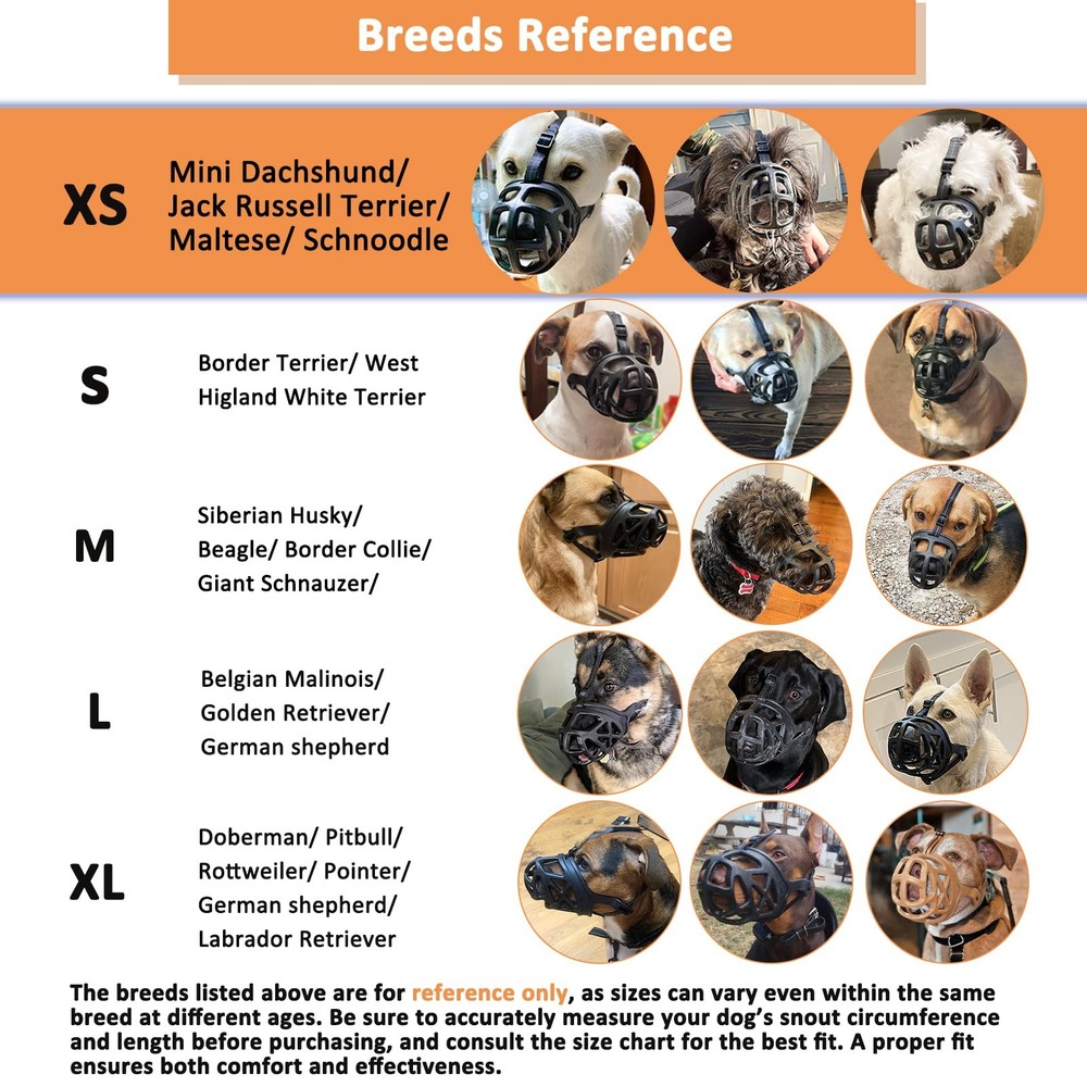 Dog Muzzle, Basket Muzzle for Biting, Chewing and Scavenging, Humane Cage Mou...