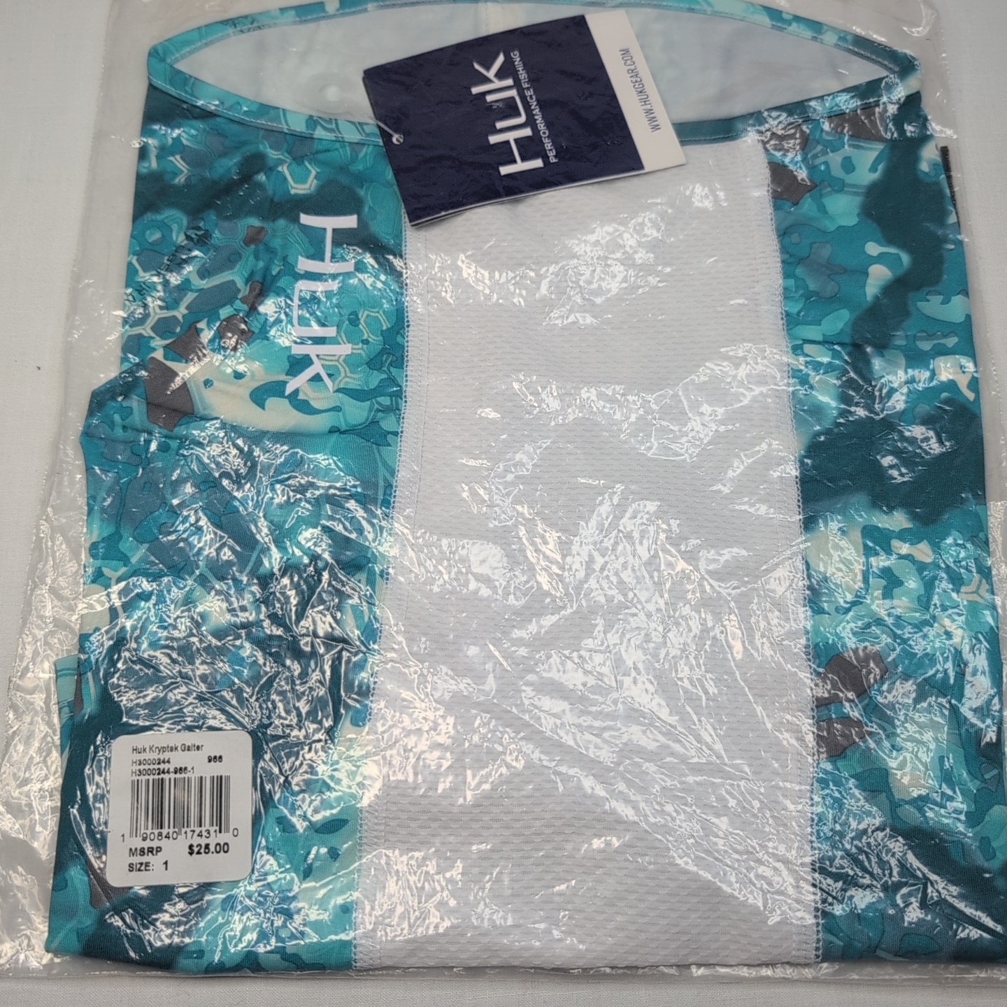 HUK Neck Gaiter UPF 30+ Sun Protection Mens Kryptek Obskura Camo Shallows Blue