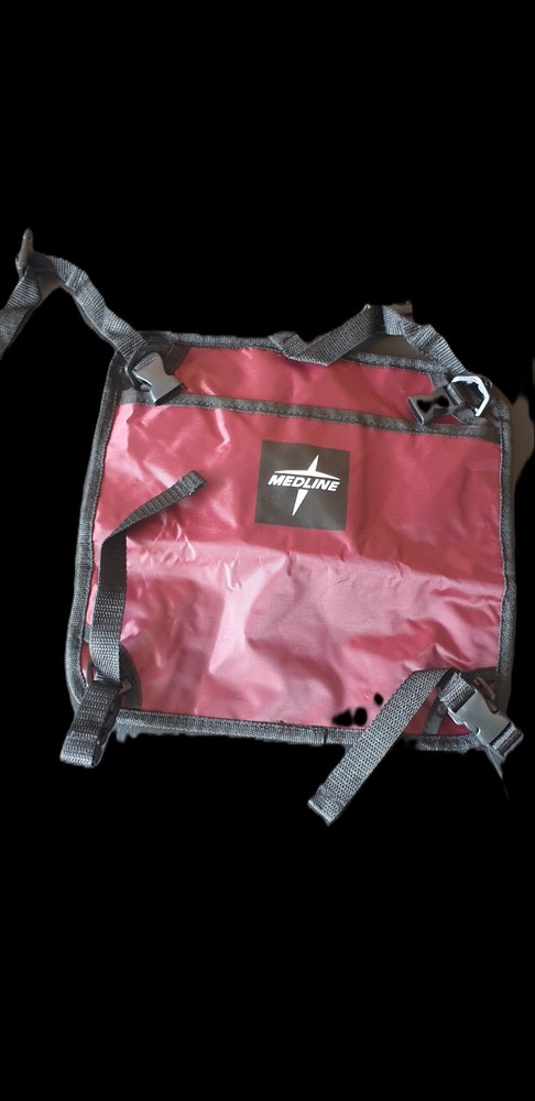 Medline Rollator Front Storage Bag Burgundy Nylon Adjustable Straps Hook & Loop