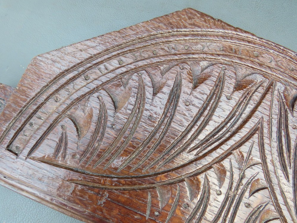 Antique wooden oak carved panel