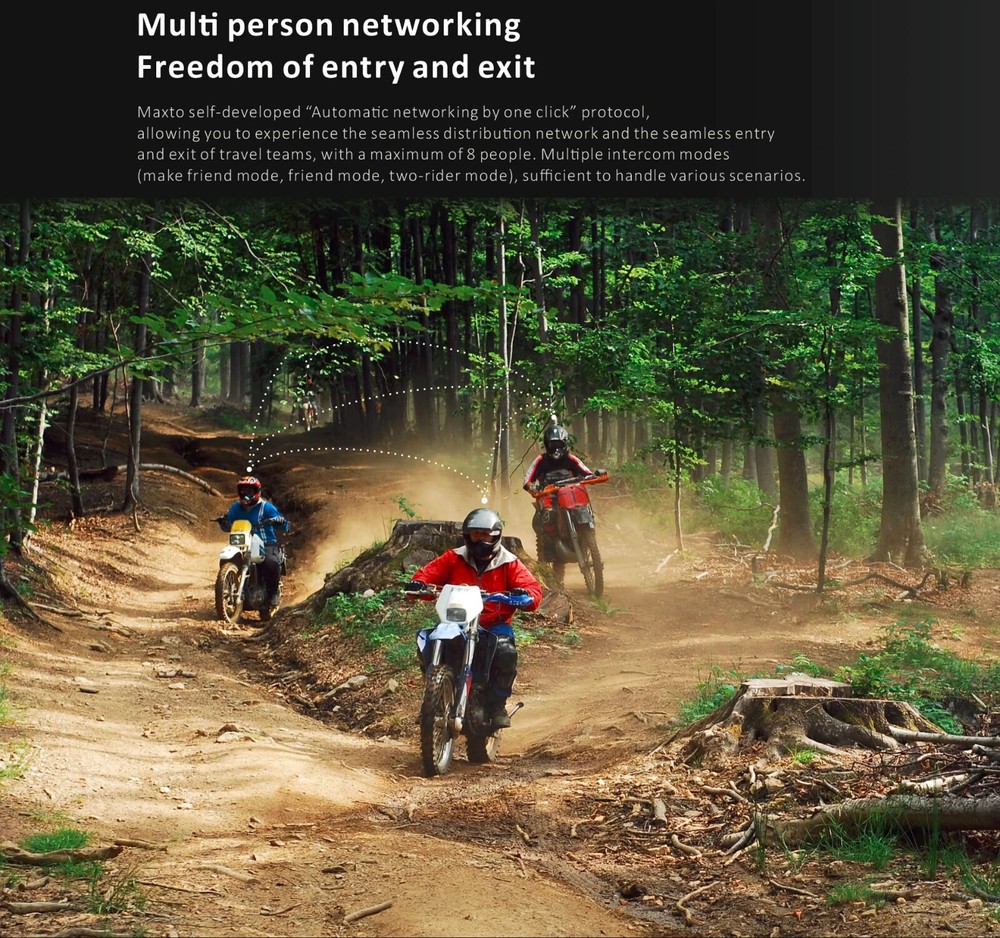 2 Sets Full Duplex Mesh Motorcycle Bluetooth Interom Headset FM 8 Rider