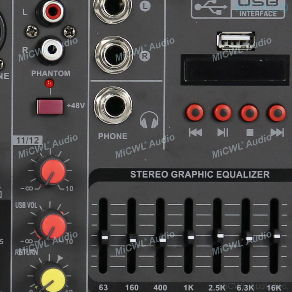 8 Channel Compact Mixer Bluetooth Audio Mixing Console Stereo DJ Studio USB MG8