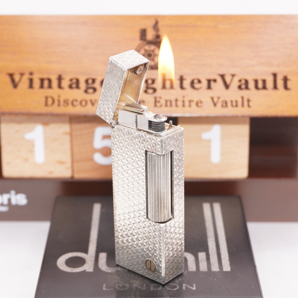 Dunhill Lighter Silver Botanical Pattern_Ultrasonically Cleaned_Working