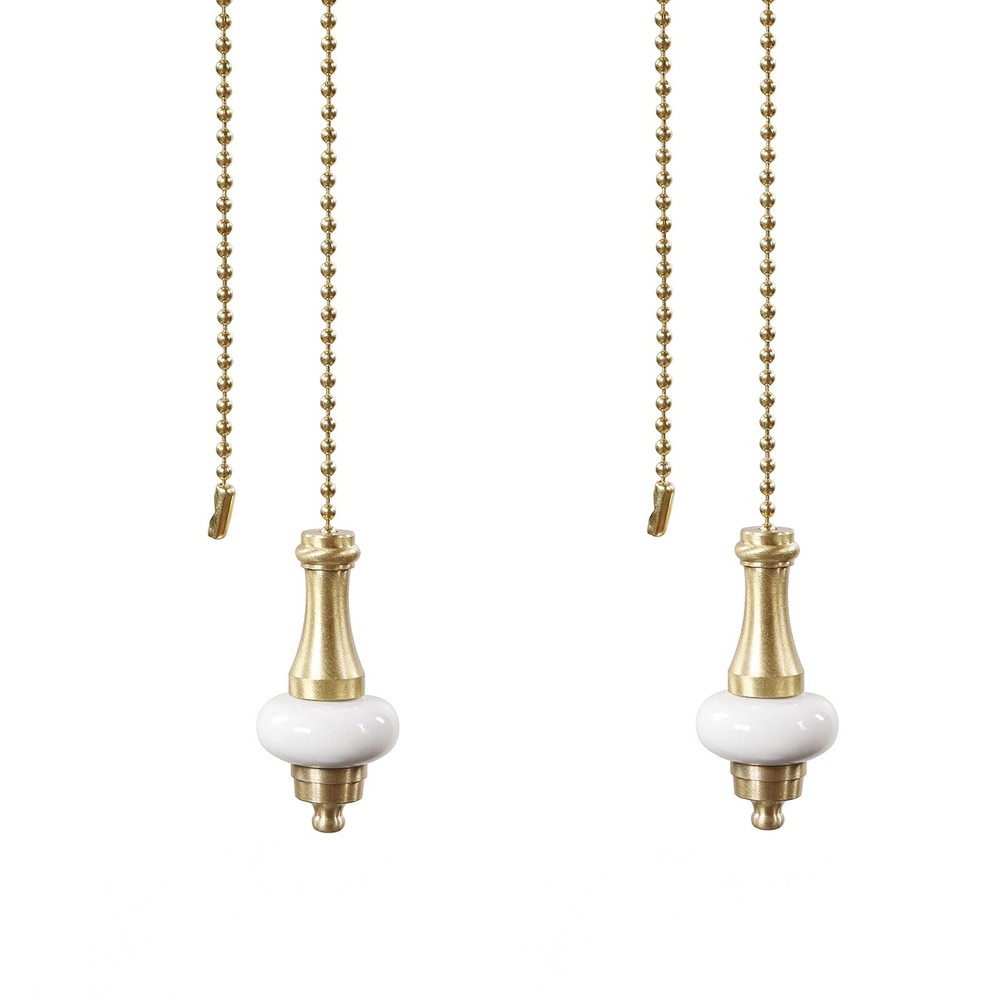 20508-51-2, 12" Ceiling Fan Pull Chain Porcelain with Solid Brass, 2 Pack