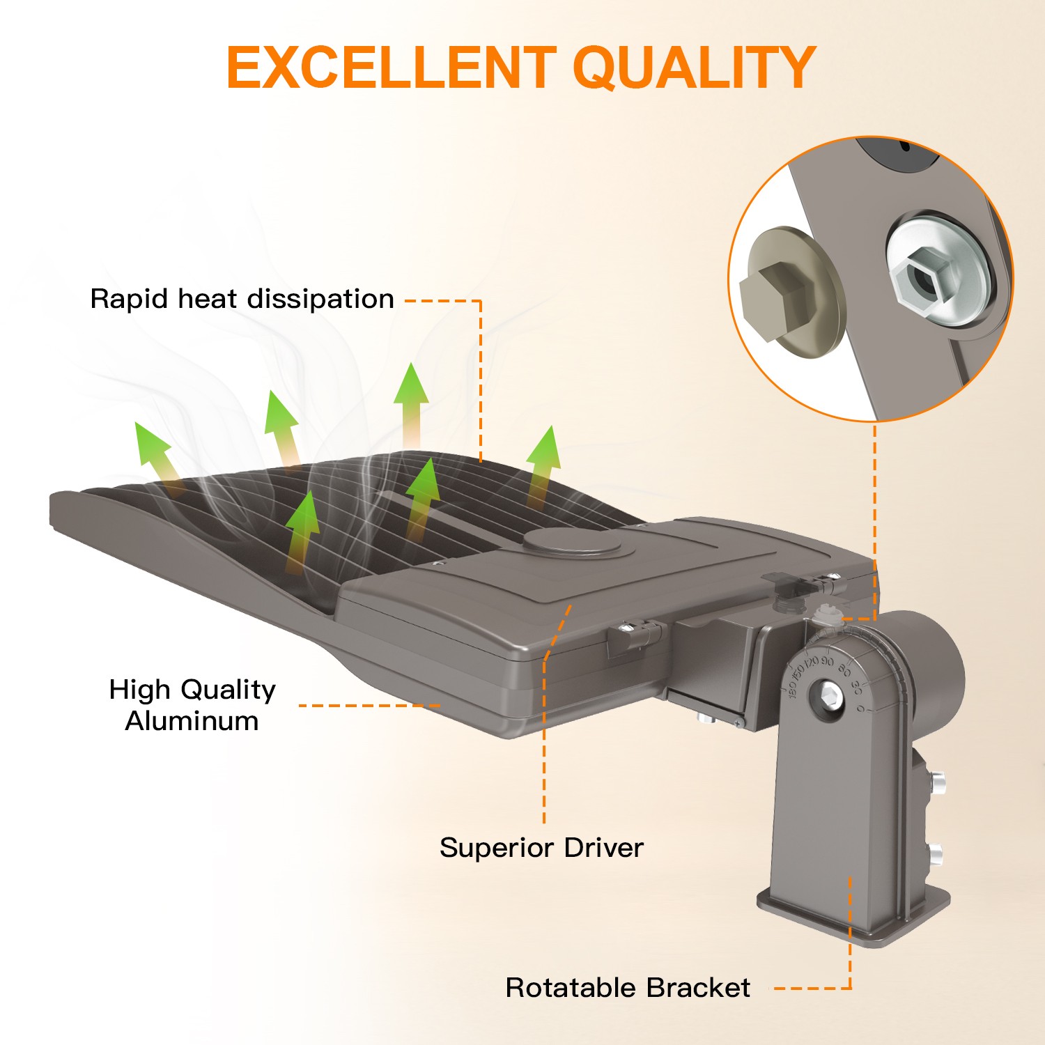 320W LED Parking Lot Light with Dusk-to-Dawn Photocell Commercial Street Lights