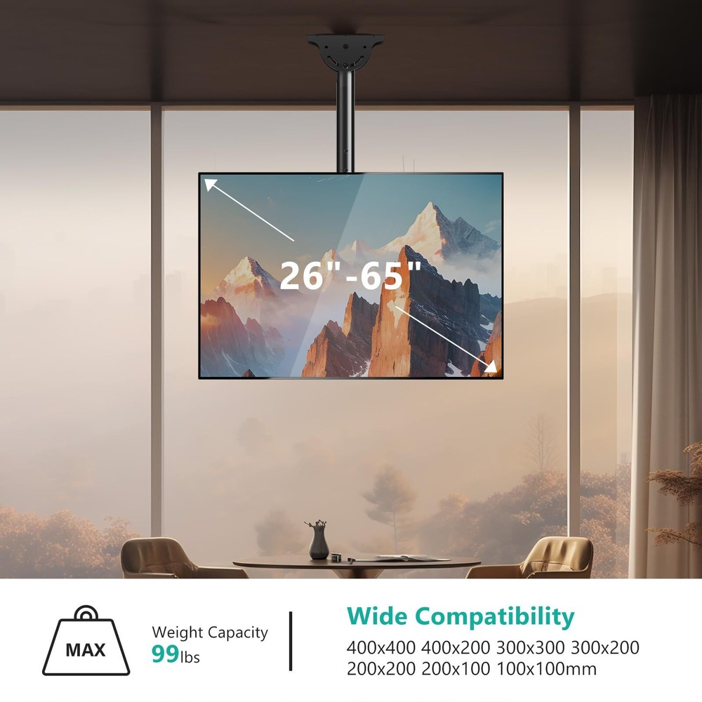 Ceiling Tv Mount Full Motion Adjustable Mount Bracket Fits Most Led Lcd Oled 4k