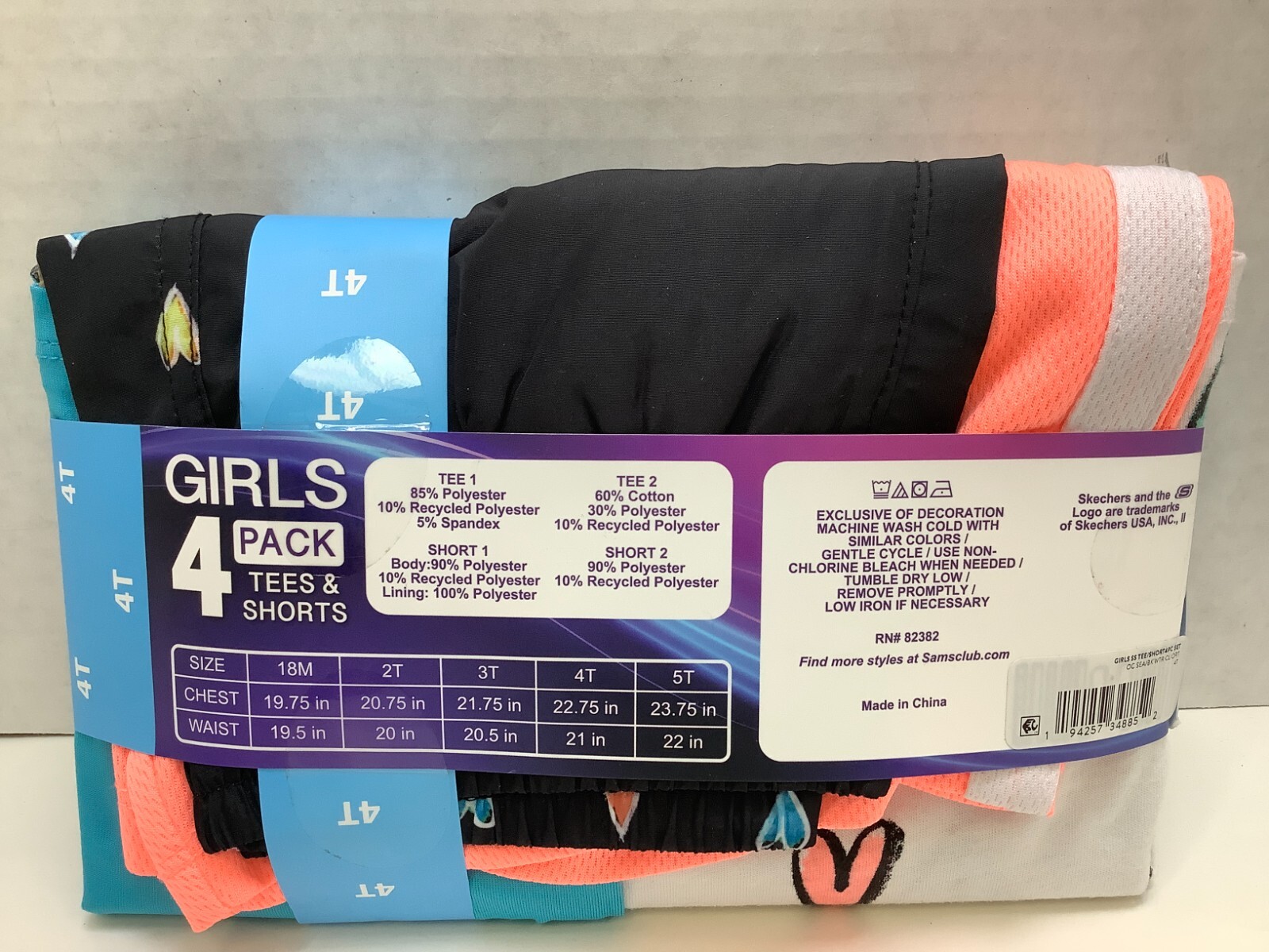 Skechers Toddler Girls 4-Piece Tees & Shorts Set Size 4T