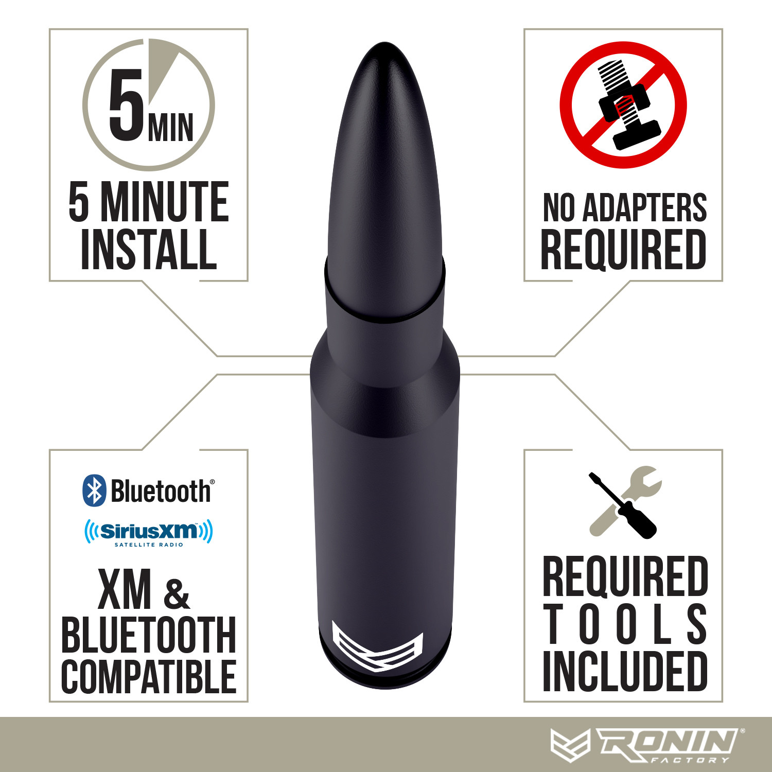 RONIN FACTORY 50 CAL BULLET ANTENNA CHEVY SILVERADO ANTI-THEFT