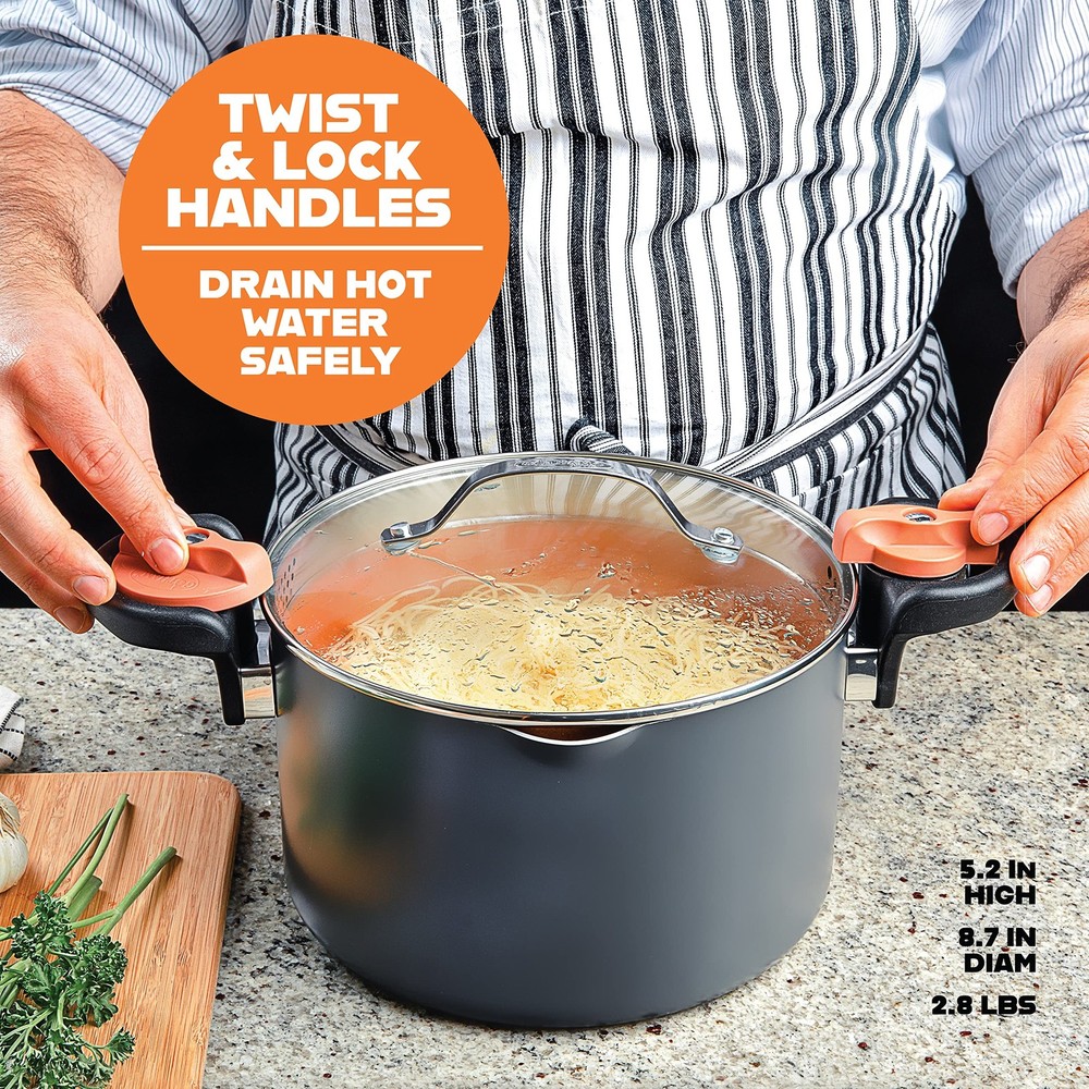 5 Quart Stock Pot Multipurpose Pasta with 5 Quarts, Graphite