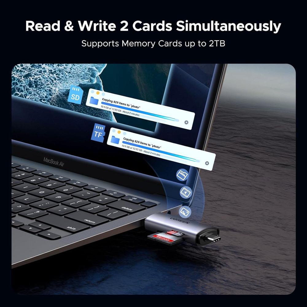 SD Card Reader USB C, USB 3.0 Micro SD Card Reader 2 in 1 Memory Card Reader for