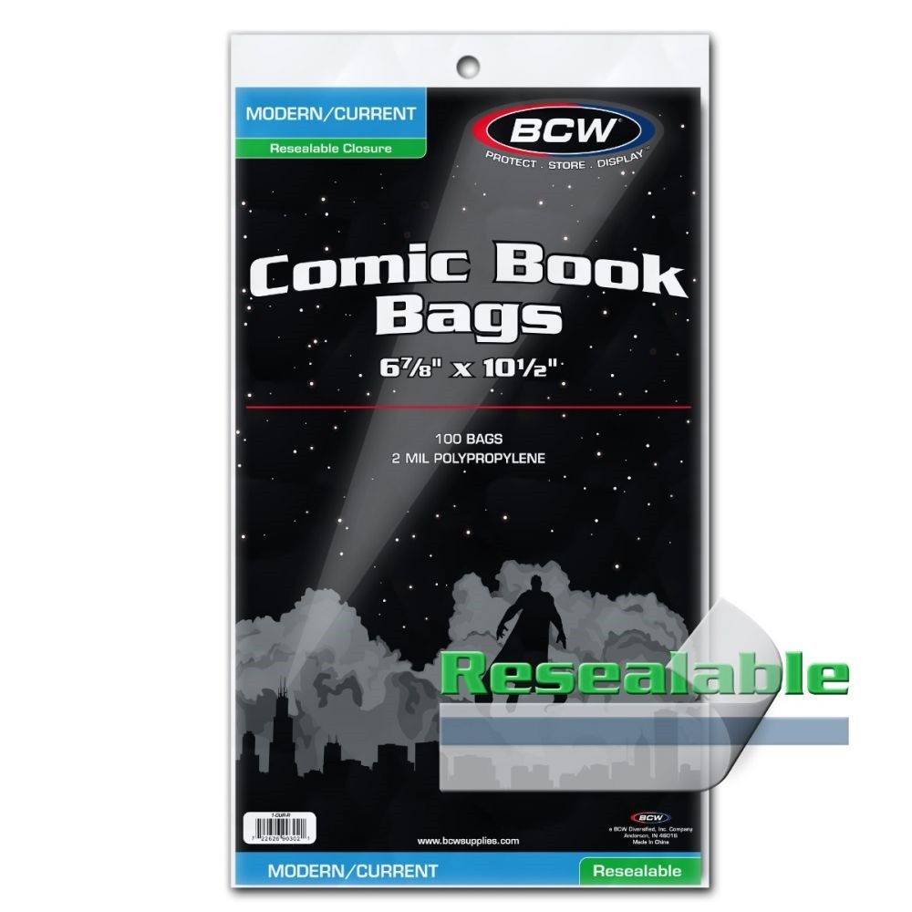 BCW Current Modern Comic Book Bags Resealable Protectors 2 Mil 100 Poly Holders