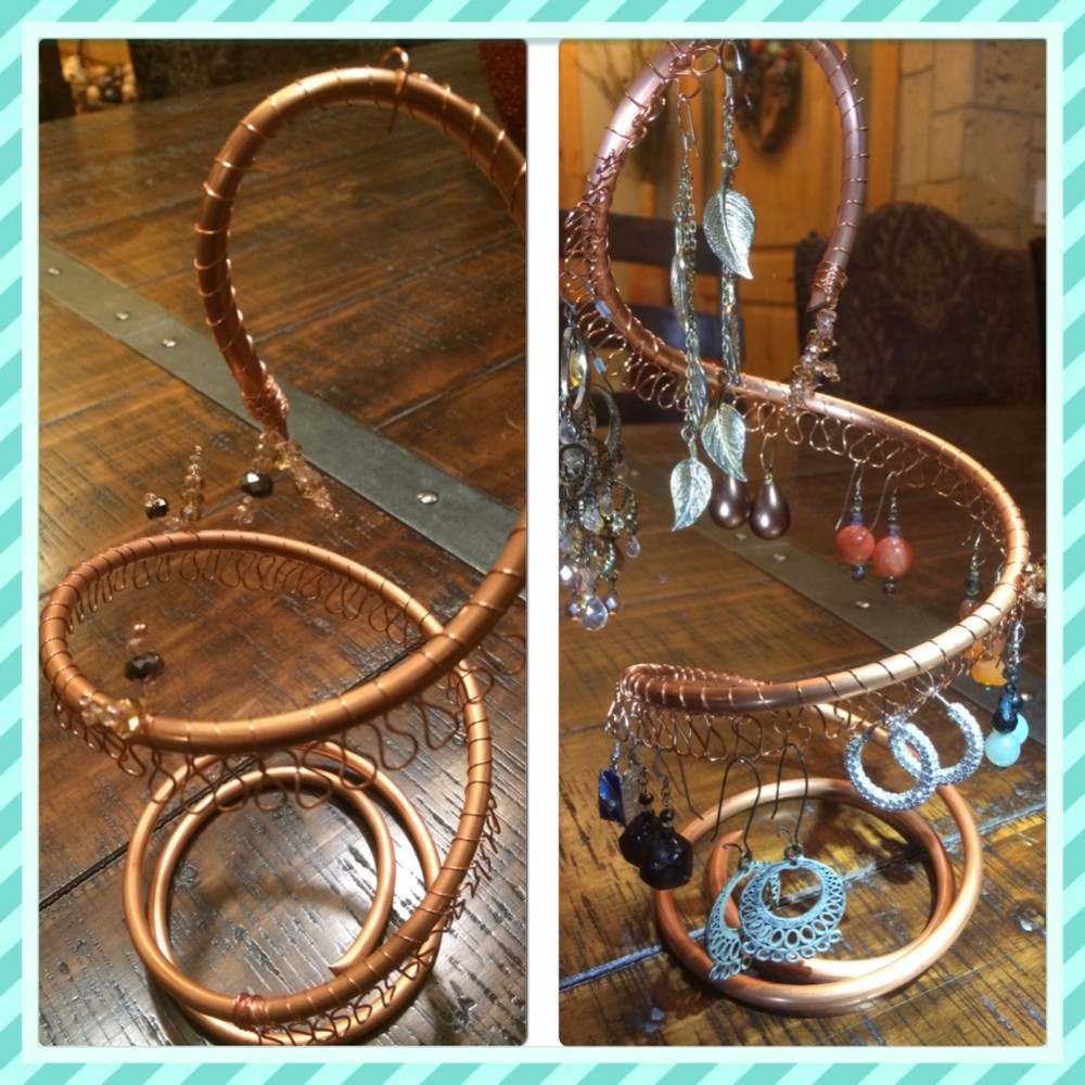 copper spiral earring holder - large