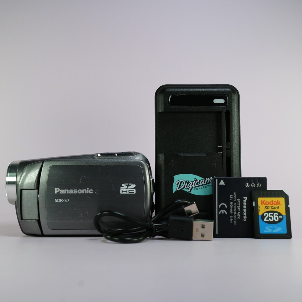 Panasonic SDR-S7 Handheld Digital Camcorder Silver Tested Full Working Set