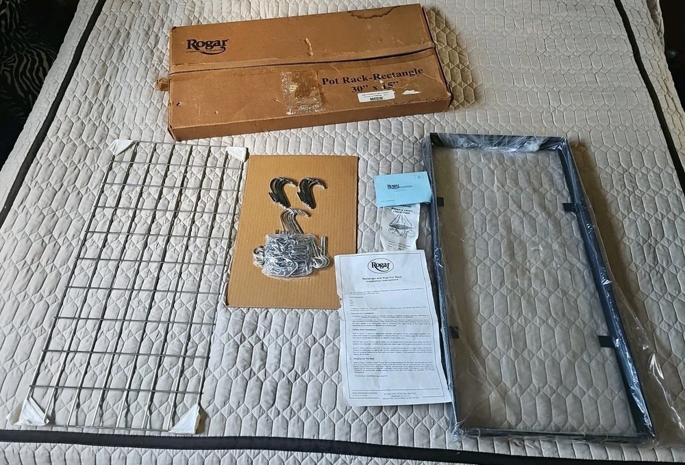 Rogar Rectangle Pot Rack - Luxurious Black & Chrome 30" x 15" - New Opened Box