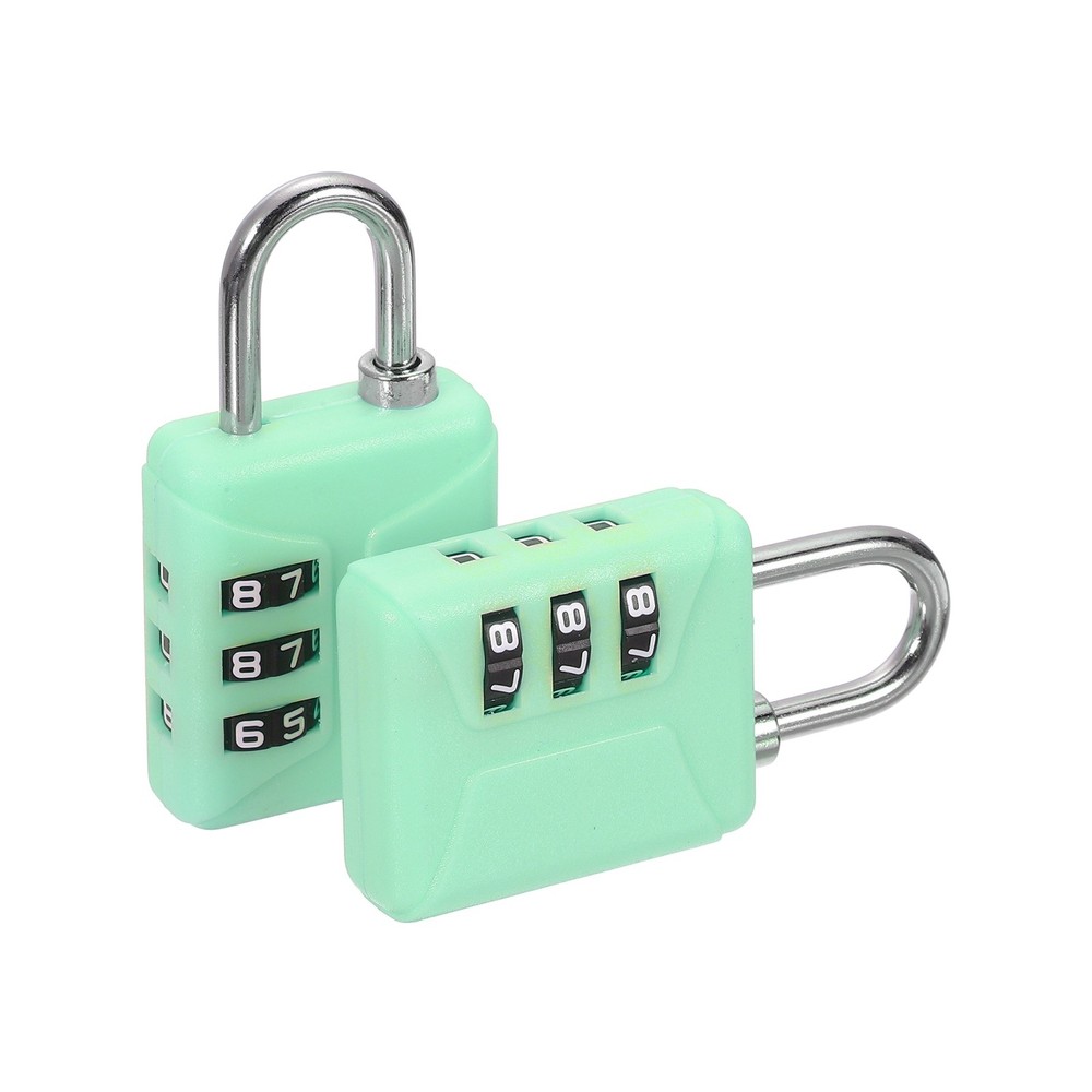 2pcs Resettable 3 Digit Plastic Combination Padlock, Green (60 x 32mm)