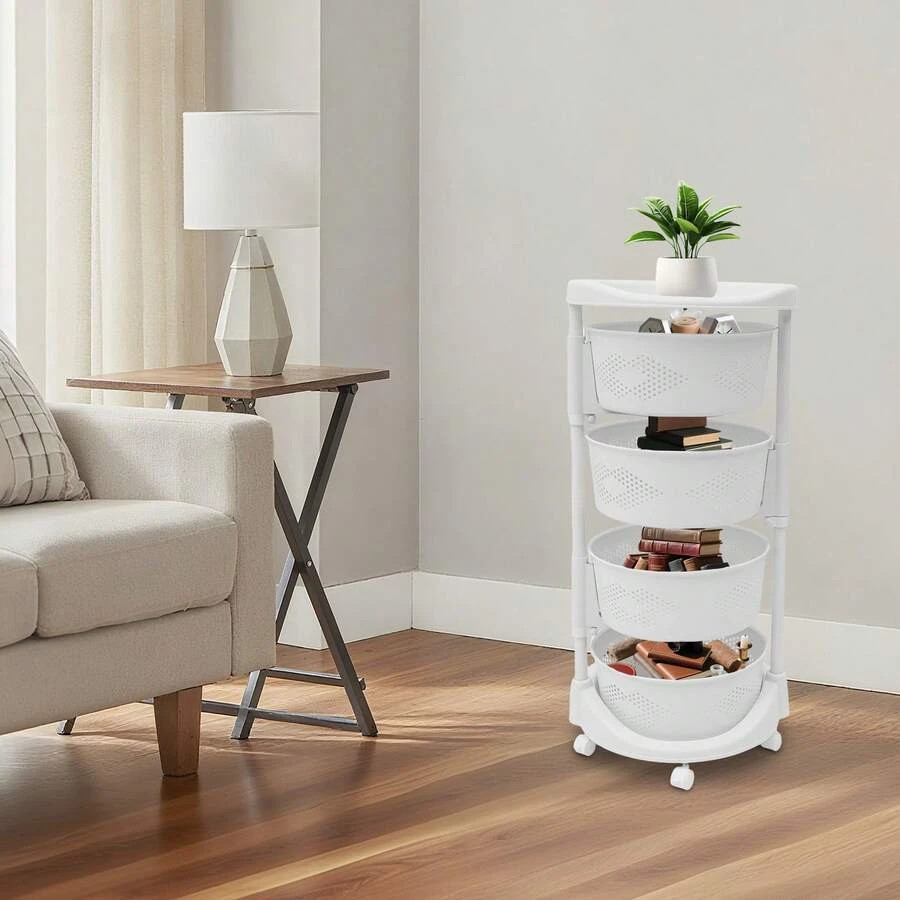 NEW Round Rotating Multi-Layer Kitchen Storage Shelf, Floor-Standing Fruit And