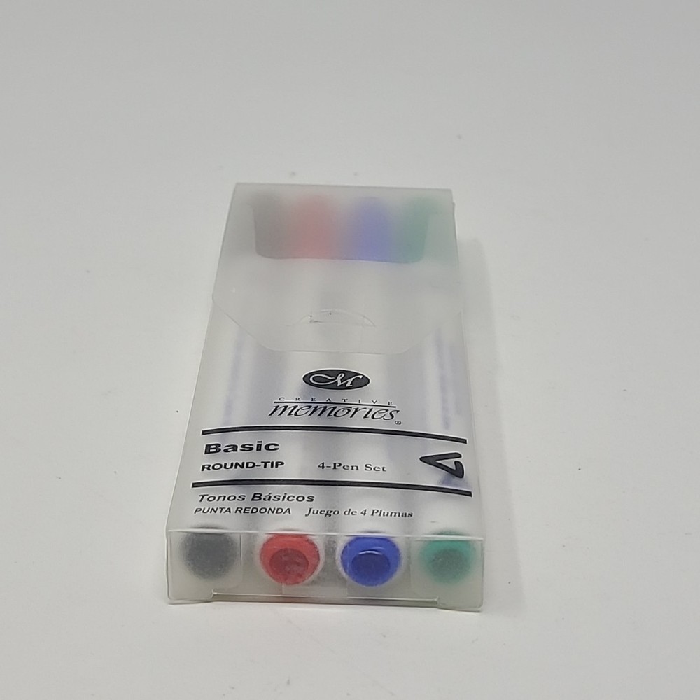Creative Memories Scrapbooking Round Tip Basic Pens Markers Set 4 Pieces Boxed