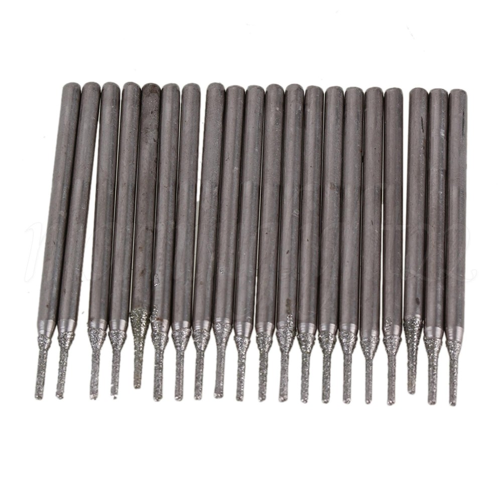 20PCS Diameter 1mm Electroplated Diamond Coated Drill Solid Bits