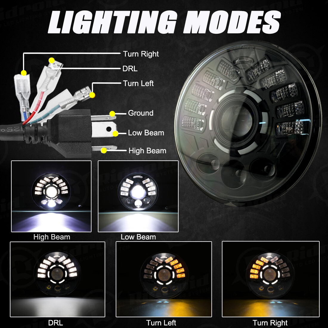 For Harley Ultra Classic Electra Glide FLHTCU 7" LED Headlight Fog Passing Lamp