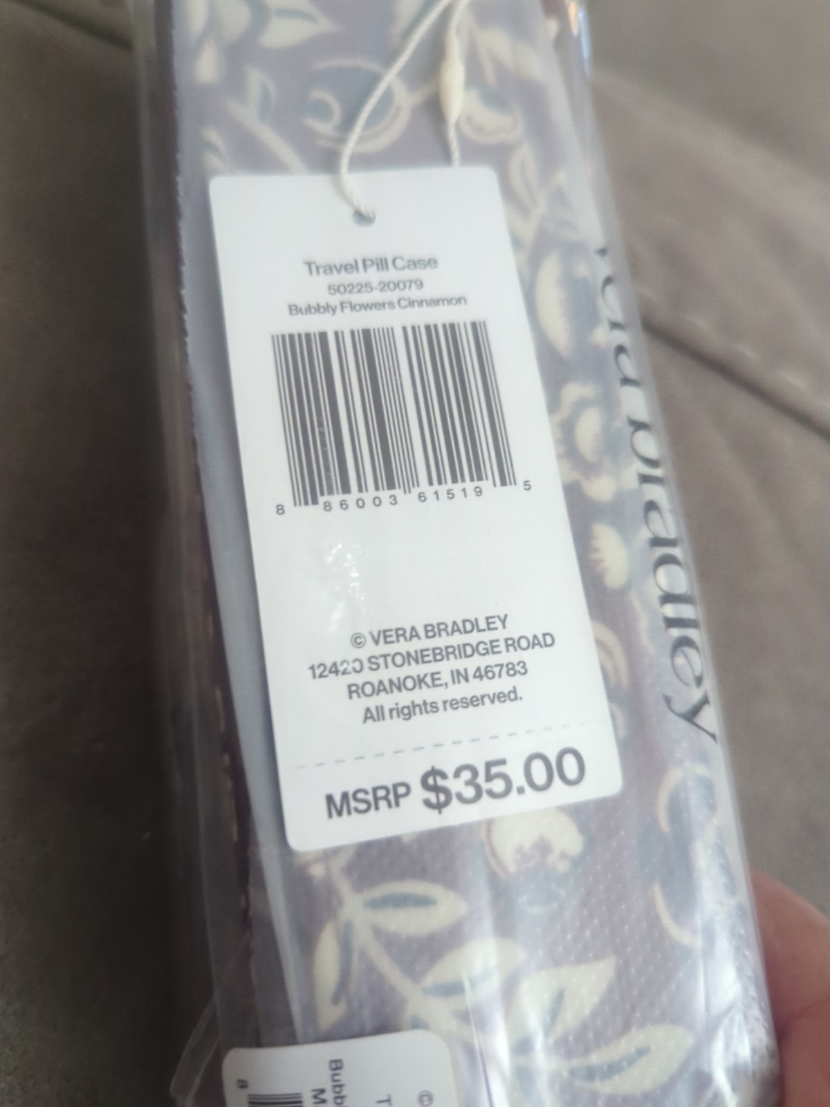 Vera Bradley BUBBLY FLOWERS CINNAMON 7 DAY NYLON Travel Pill case NWT