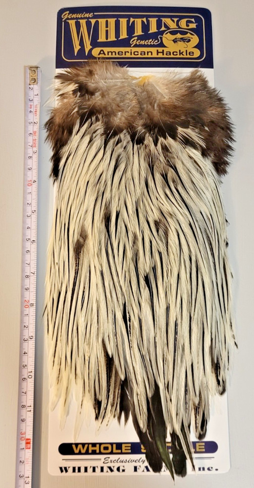 Whiting American Rooster Saddle, Silver Badger, Fly Tying