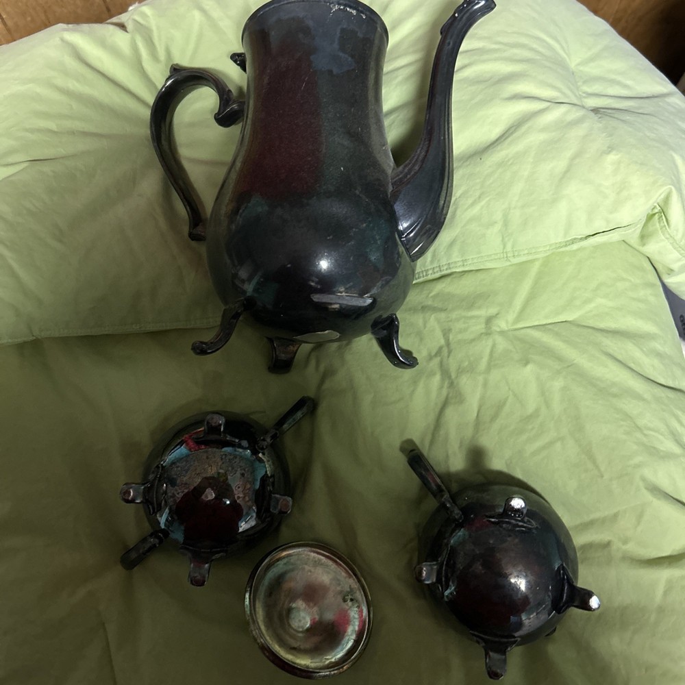 Antique ISC Silver Plated Tea Set with Tray