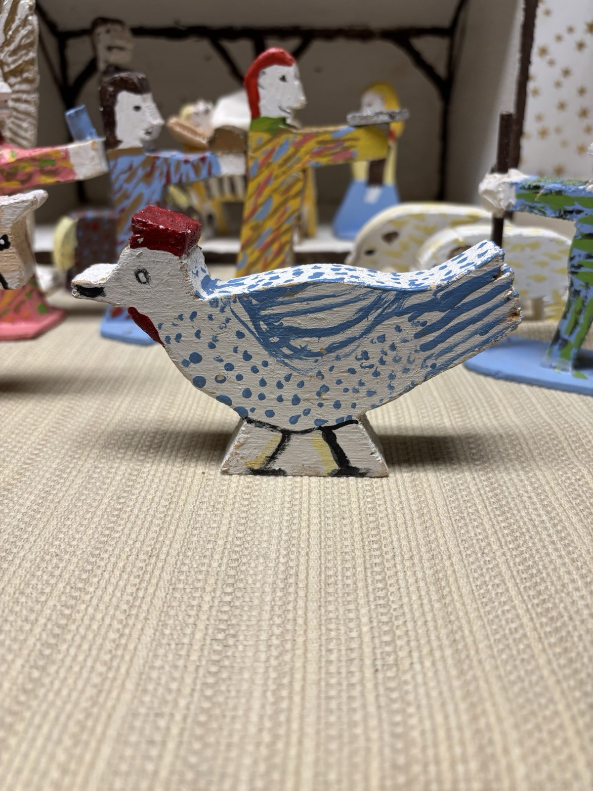 Folk Art William Holzman Tucson AZ Hand Painted Nativity Set Outsider Artist