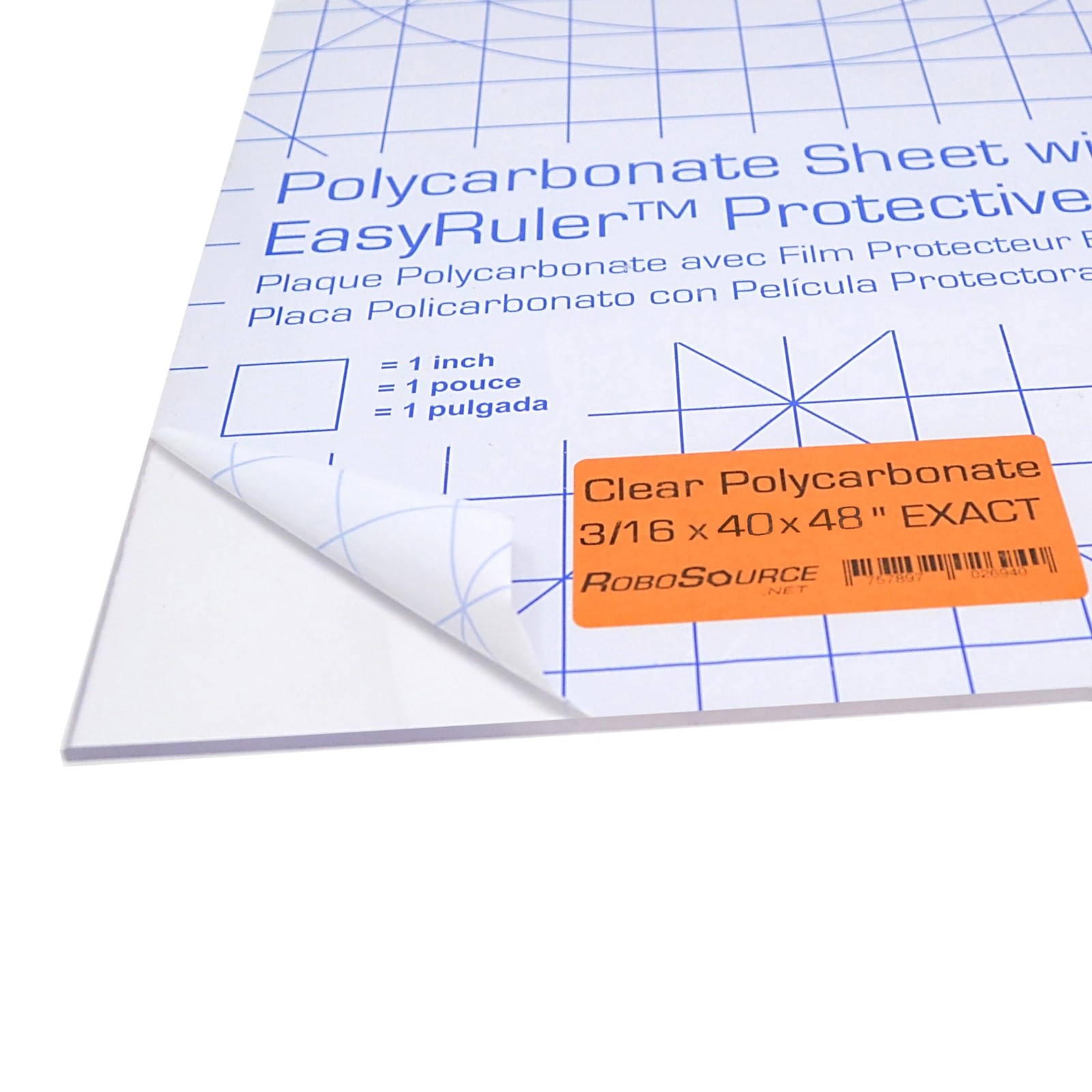 Polycarbonate Plastic Sheet 40" x 48" X 0.177" (3/16") Exact with EasyRuler F...