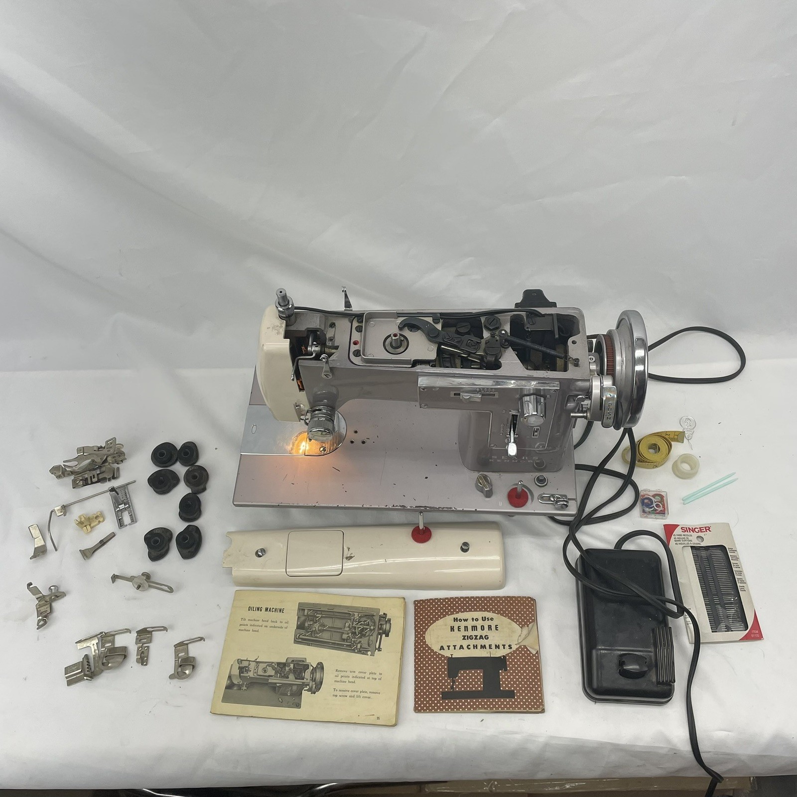 SERVICED - KENMORE 158 HEAVY DUTY 1 Amp Steel Zigzag Sewing Machine JAPAN