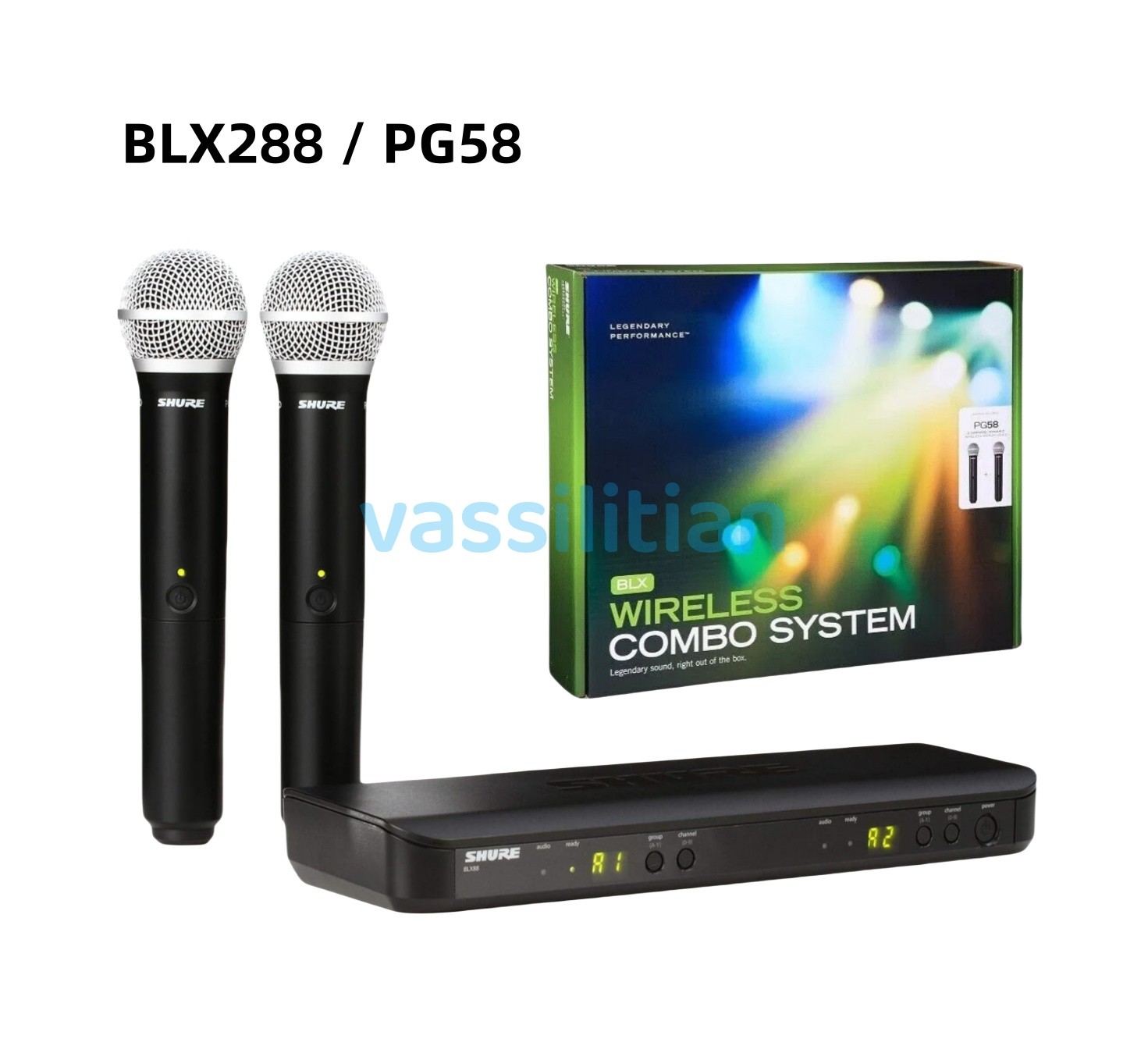 NEW Shure BLX288/PG58 Handheld Wireless Microphone System Come with 2 Microphone