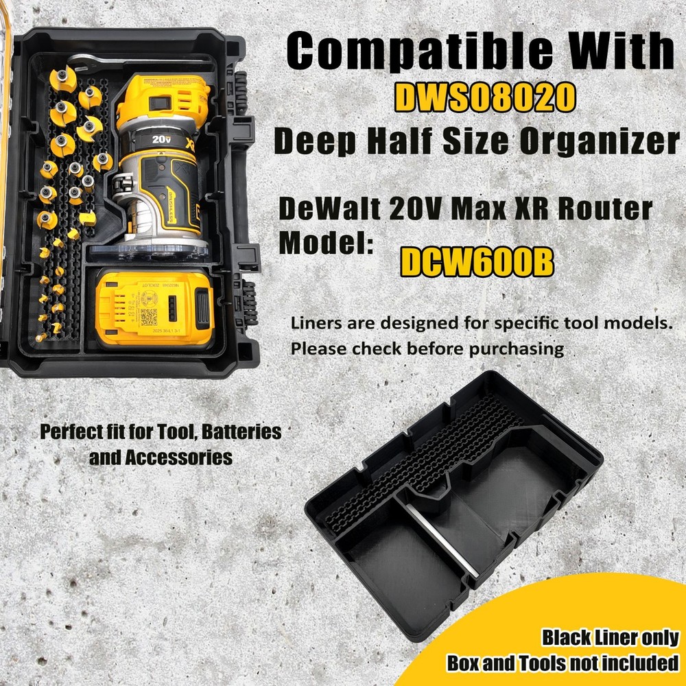 DeWalt DCW600B 20V Router Insert for Deep Compact Organizer (Insert Only)