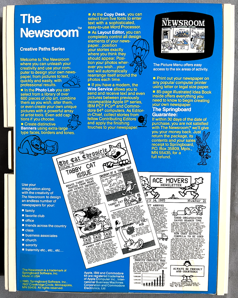 The Newsroom Desktop Publishing Program Commodore 64 Springboard 1985 Mint