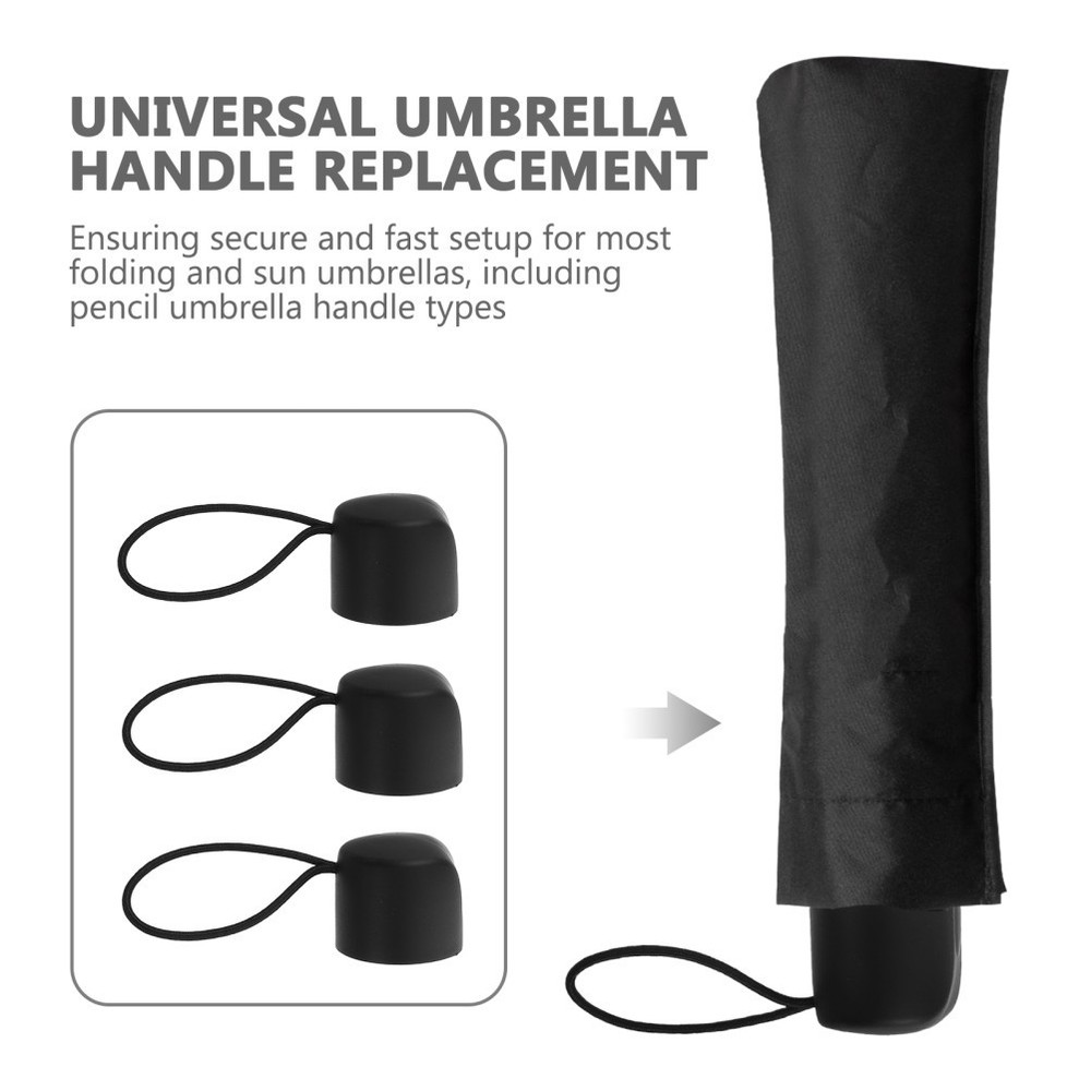 3 PCS Universal Umbrella Handle Black Replacement Grip with Strap