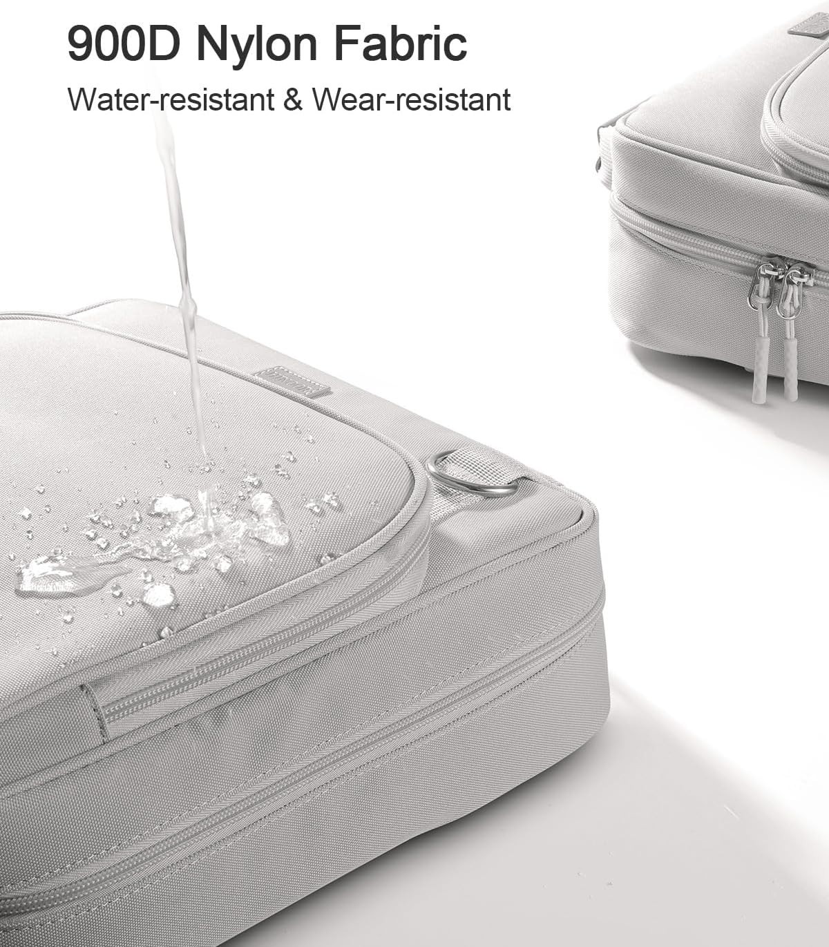 HINOOR 3-Inch D-Ring Zipper Binder w/ Shoulder Strap Holds Up To 700 Sheets Gray