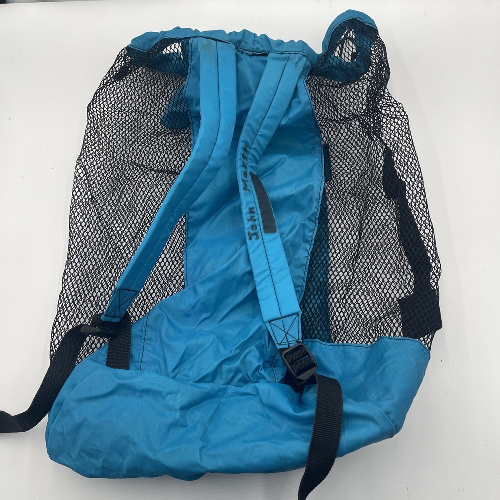 Vintage Deep See Blue Shoulder Mesh Professional Diving Equipment Drawstring Bag